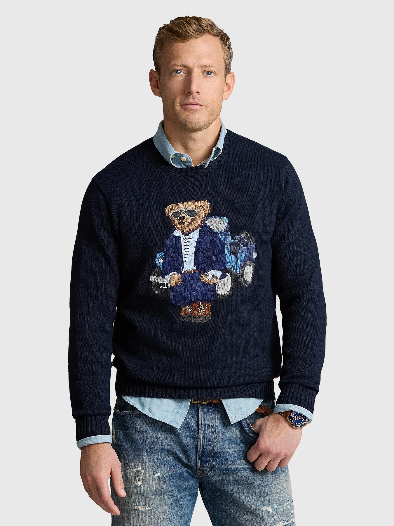 Dark blue sweater with Polo Bear accent brand POLO RALPH LAUREN