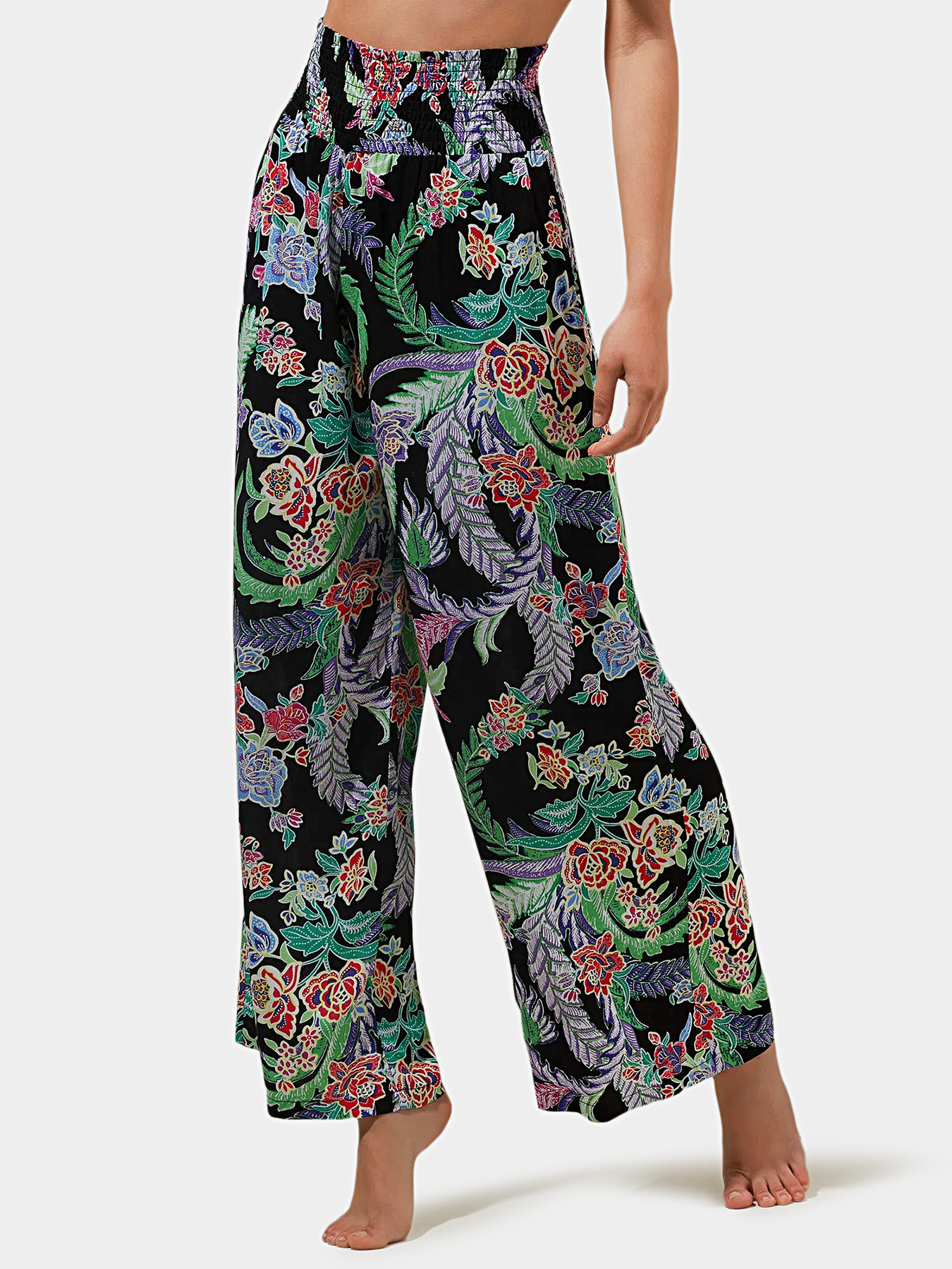BALI BEACH CLUB pants with floral print brand YAMAMAY