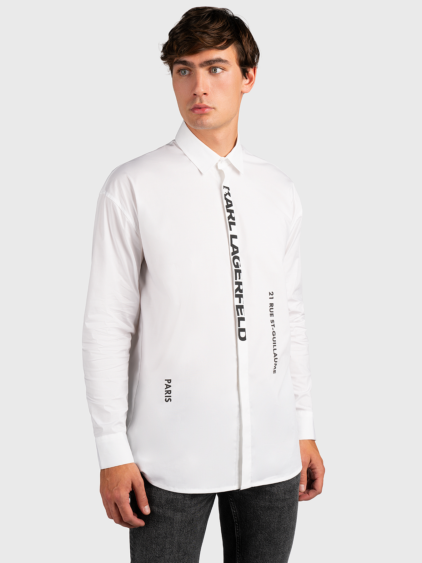 Cotton shirt with accent logo brand Karl Lagerfeld