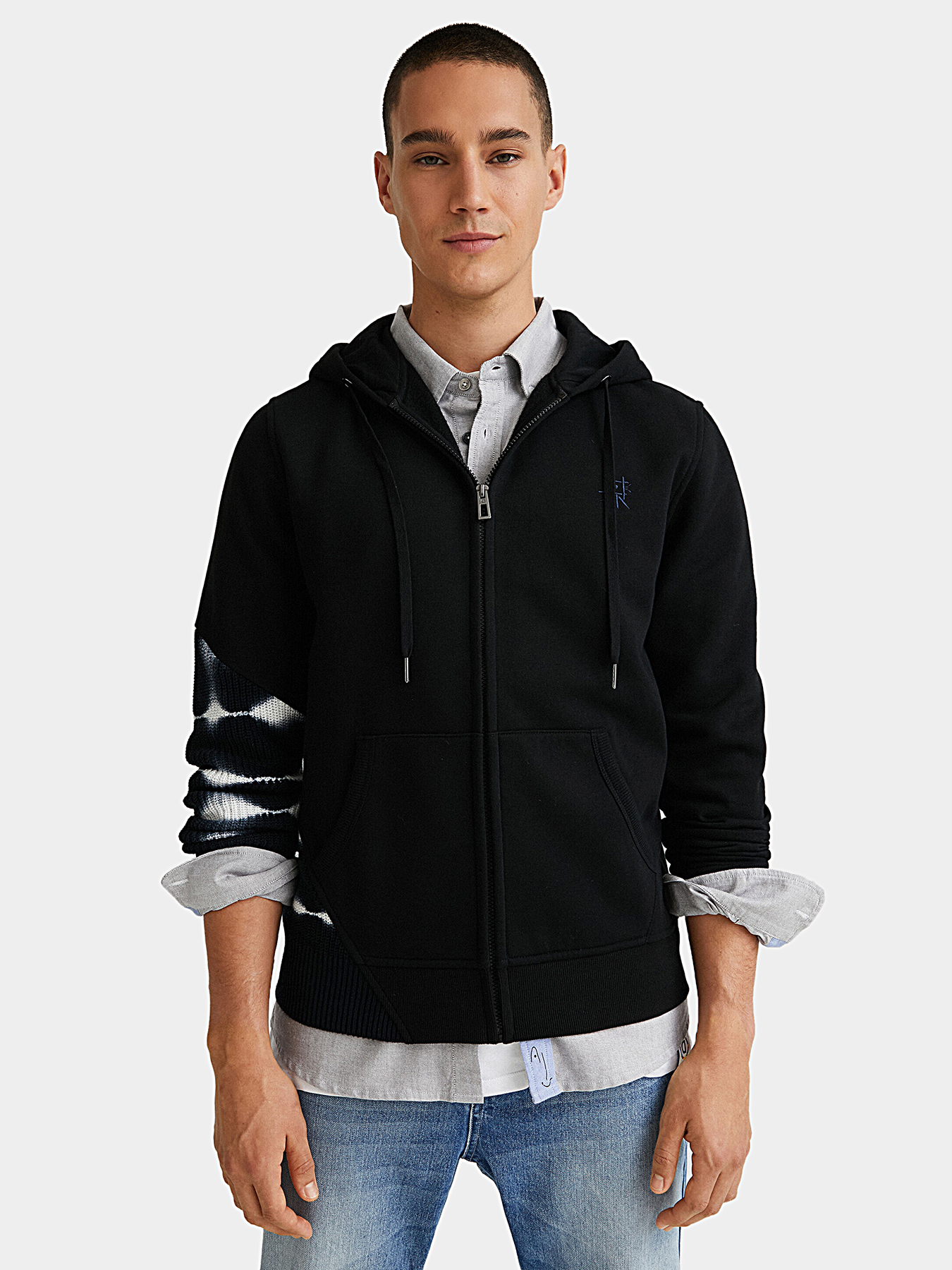 DIMITRI BLACK★Unisex★VLAD denim applique hooded sweatshirt MUSINSA | DIMITRI BLACK VLAD Washed Slash Denim Hooded