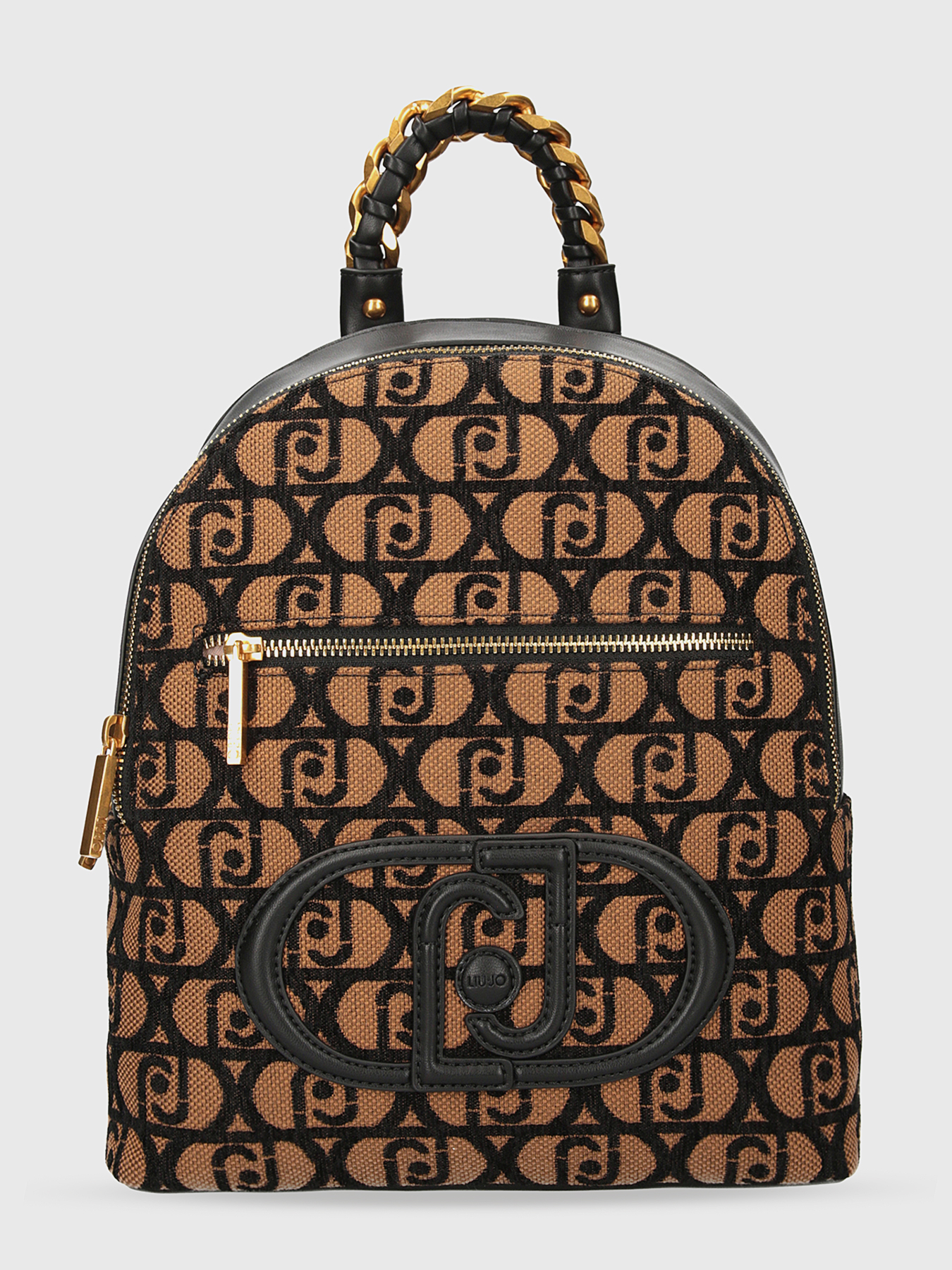 Black backpack with monogram print brand LIU JO