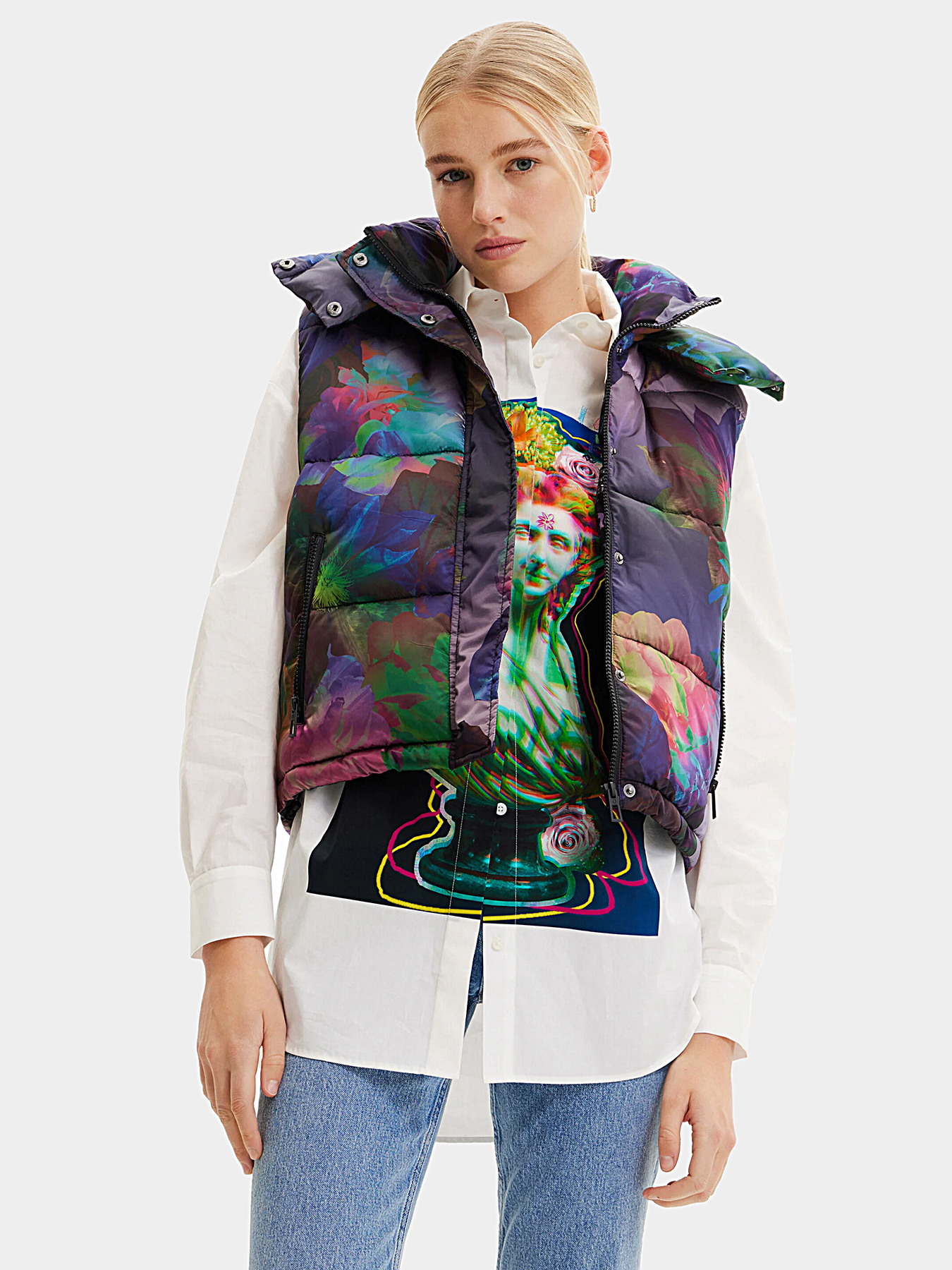 ♥Desigual♥ポストカード パーカー Desigual｜ミッキーマウス オーバーサイズ ジャカードフーディ