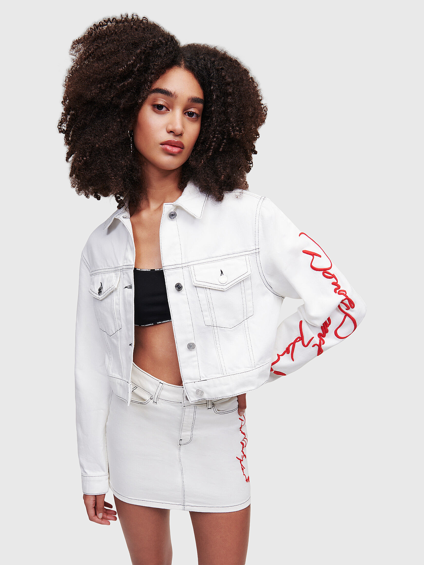 KLx DISNEY white denim jacket with embroideries brand Karl