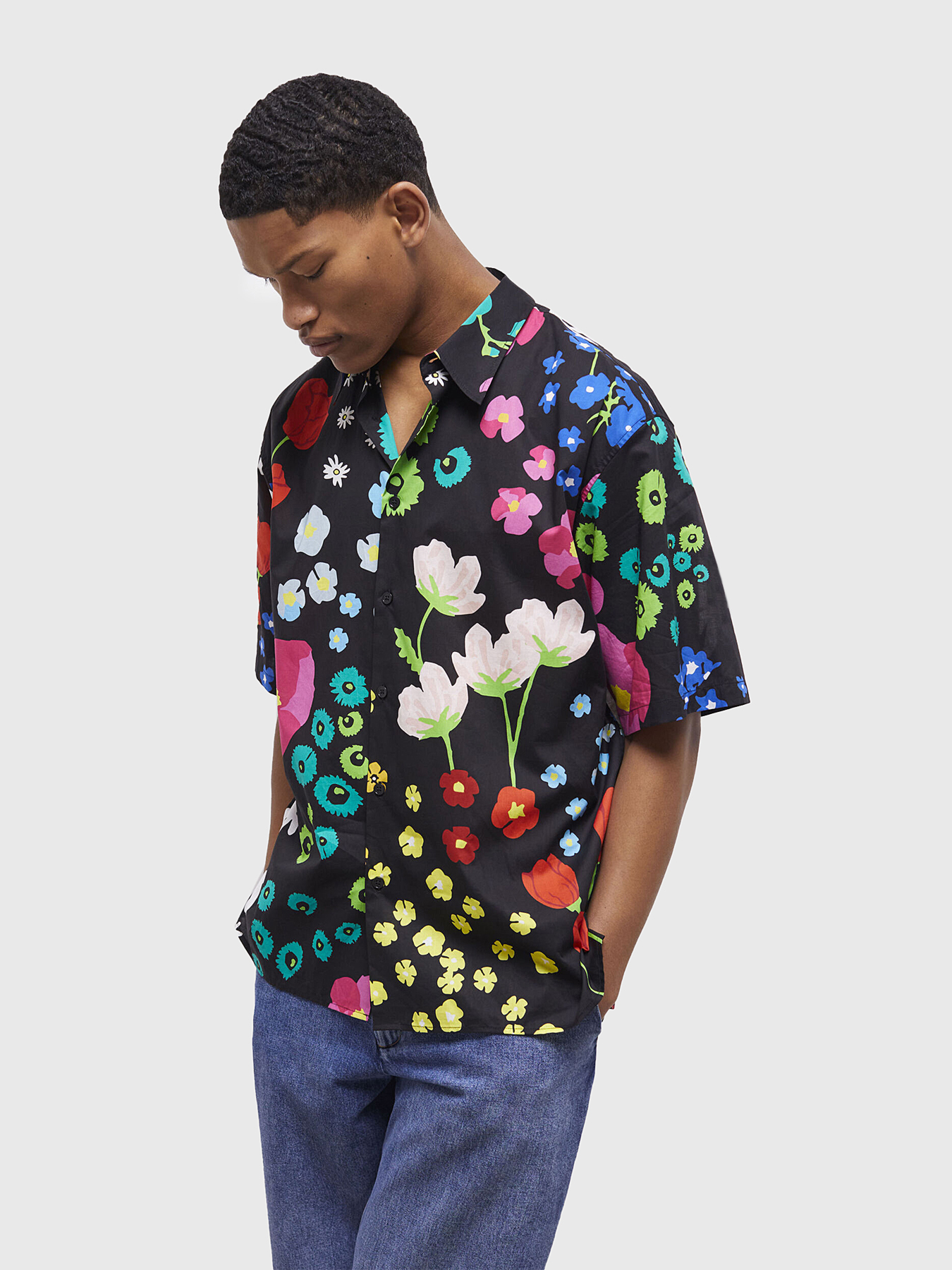 Cotton shirt with floral print brand THE KOOPLES