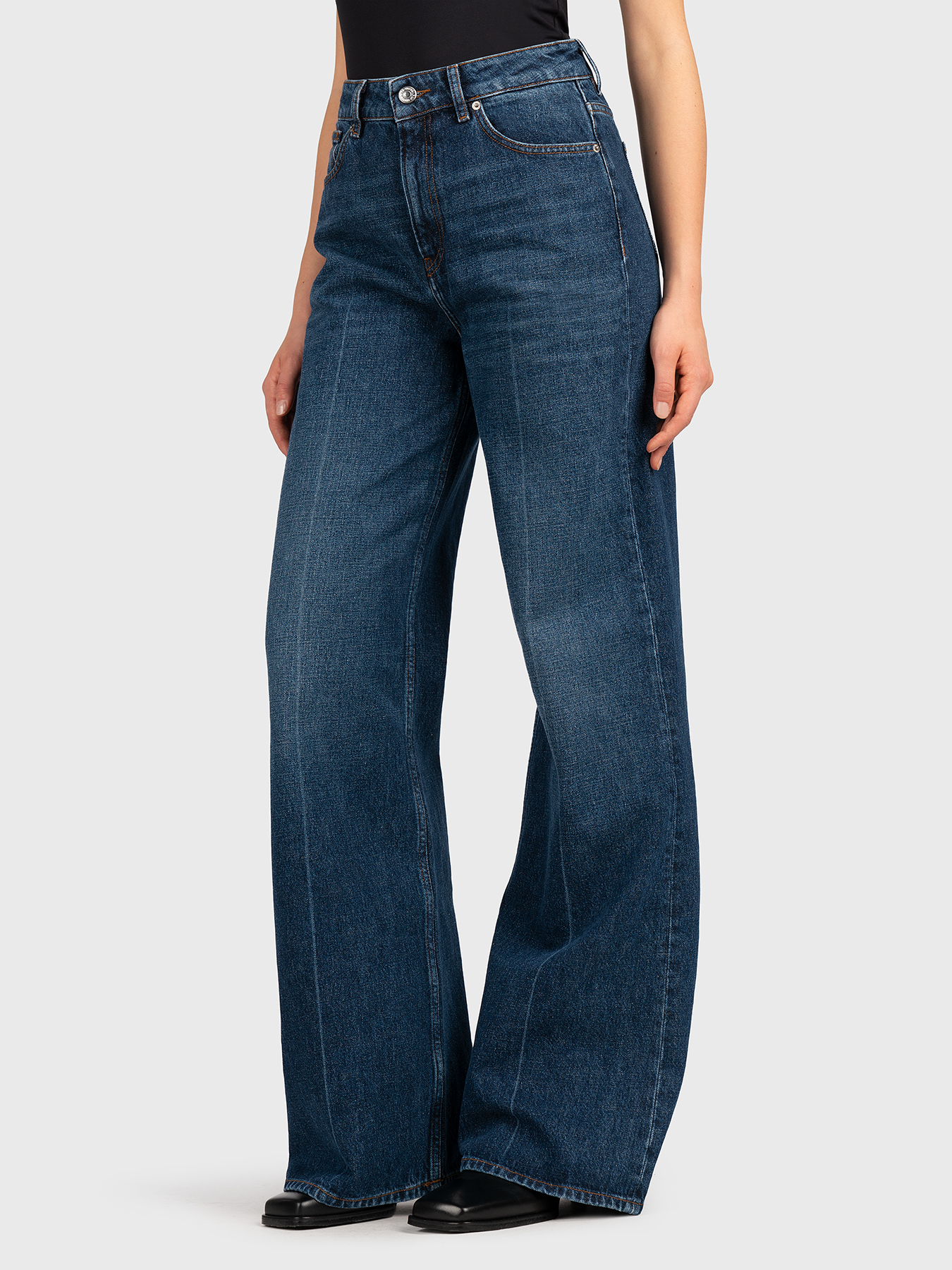 【HI FI FNK】Deli Wide Denim Drift Line Wide Denim (2color) - HIFIFNK | 60% - Asian