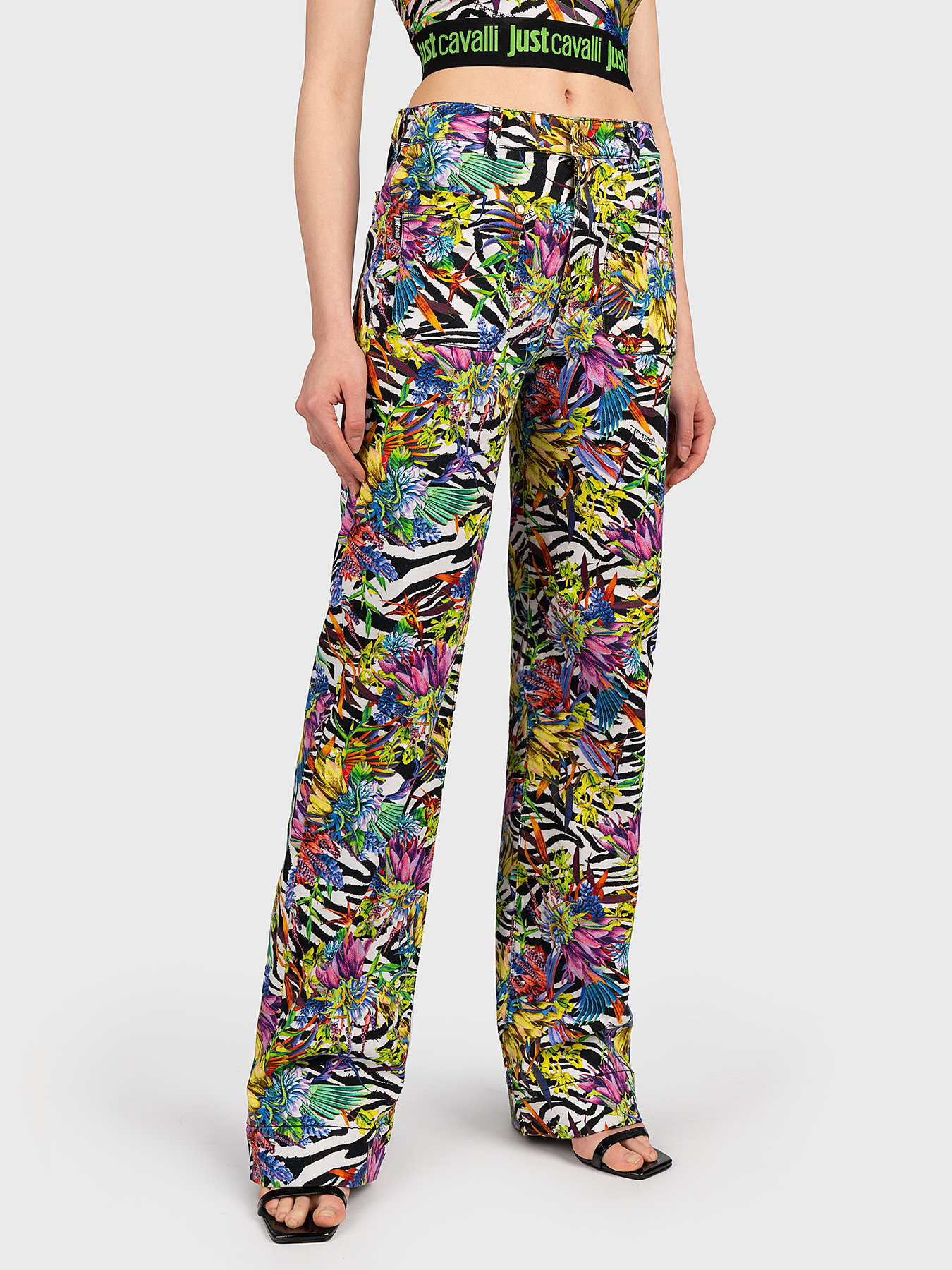 パンツ JUST CAVALLI Woman Pants Multicolor 78PAA112NS600 716 Just Cavalli Women's Multi-Color 100% Silk Floral Print
