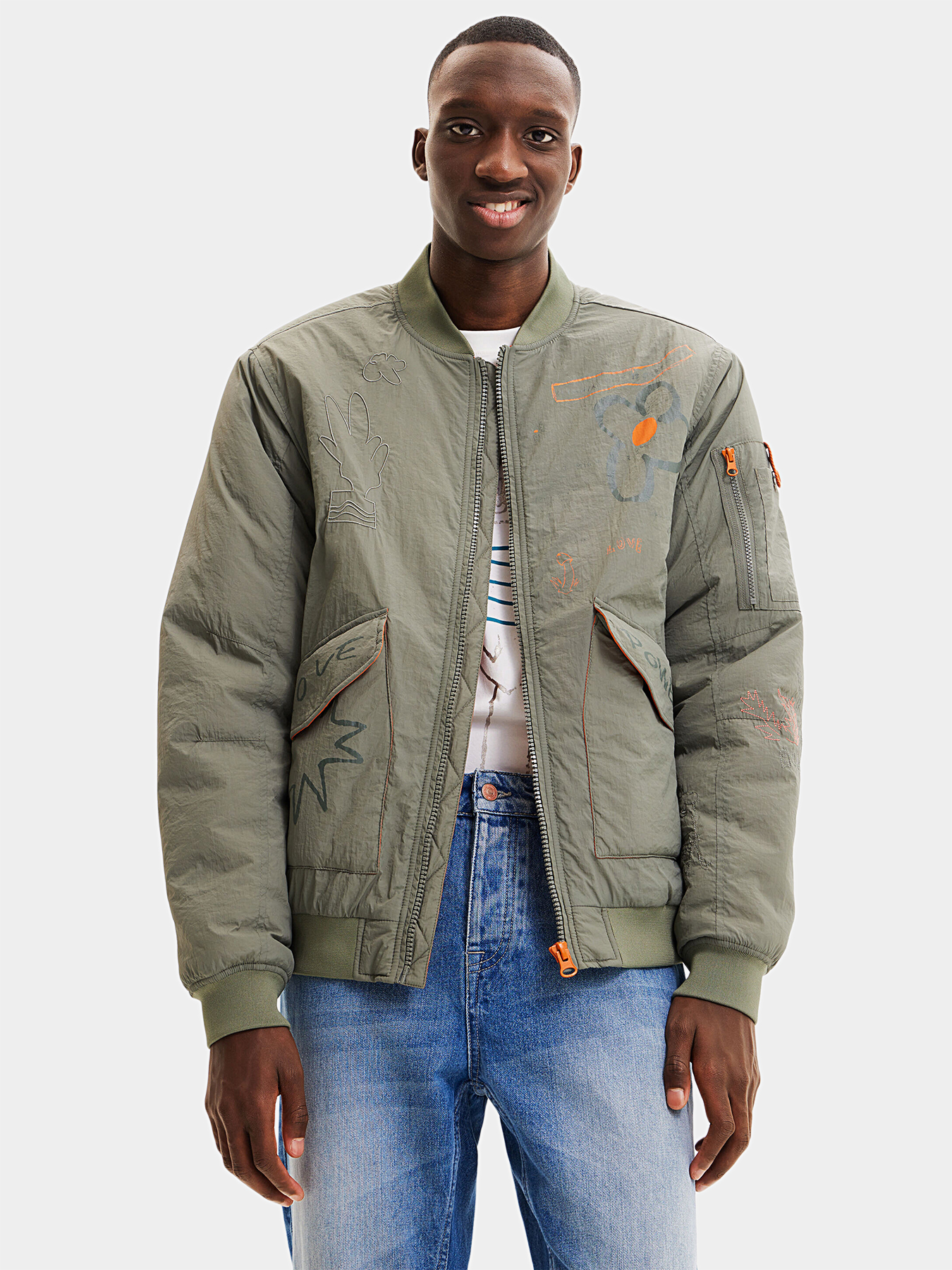◆タチカワ◆バーチカルブランド◆W100×H130◆O-2509BL4◆ Bomber jacket with art details brand DESIGUAL — Globalbrandsstore