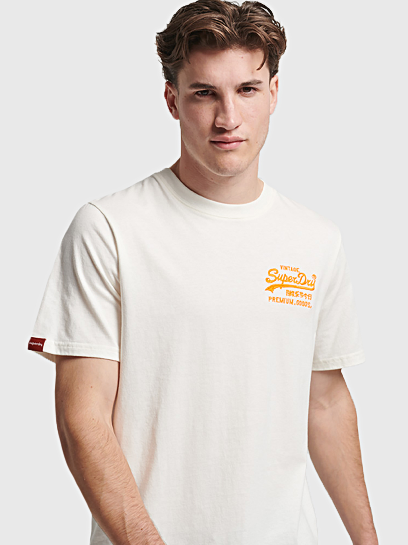 Cotton blend T-shirt with logo brand SUPERDRY — Globalbrandsstore.com/en
