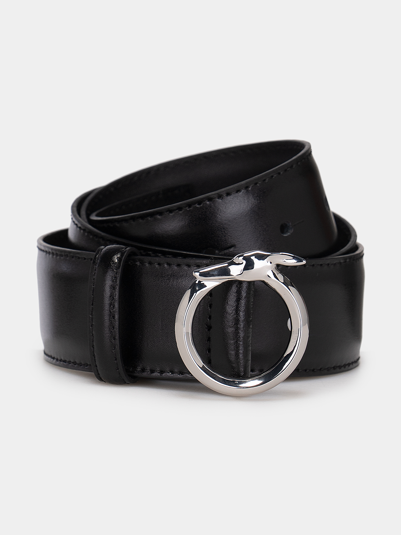Black leather belt with logo buckle brand TRUSSARDI