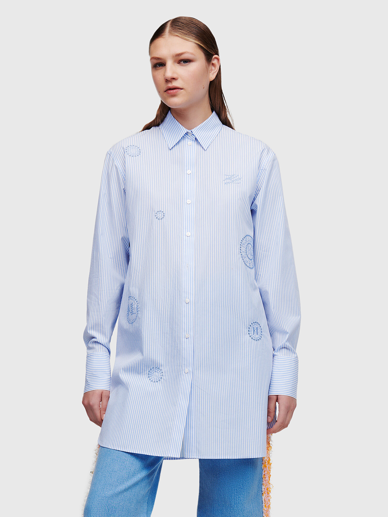 Striped tunic shirt with embroidery brand Karl Lagerfeld