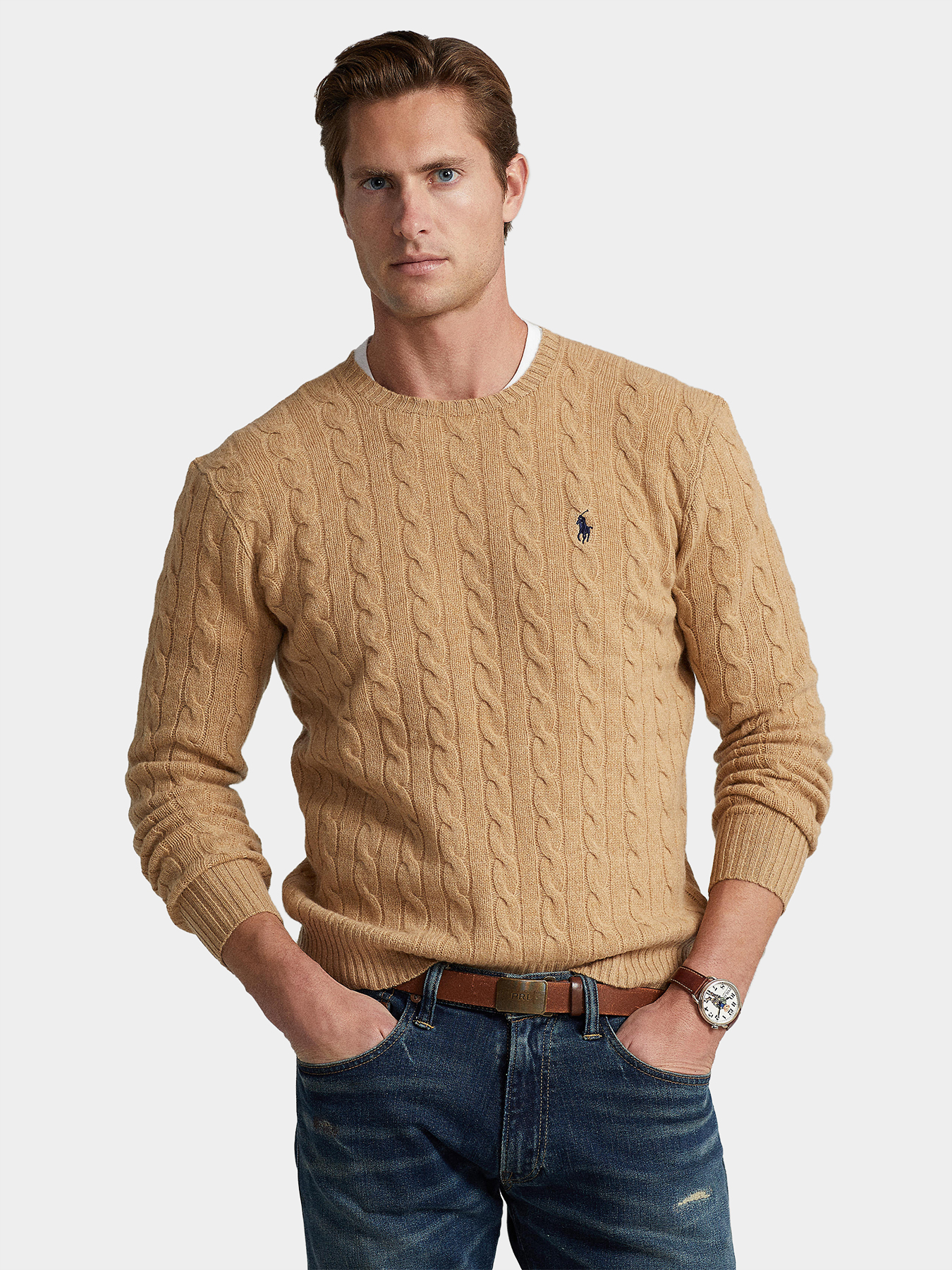 新品　Ralph Lauren 毛布 ブラウンとベージュ　WOOL Sweater from wool blend brand POLO RALPH LAUREN