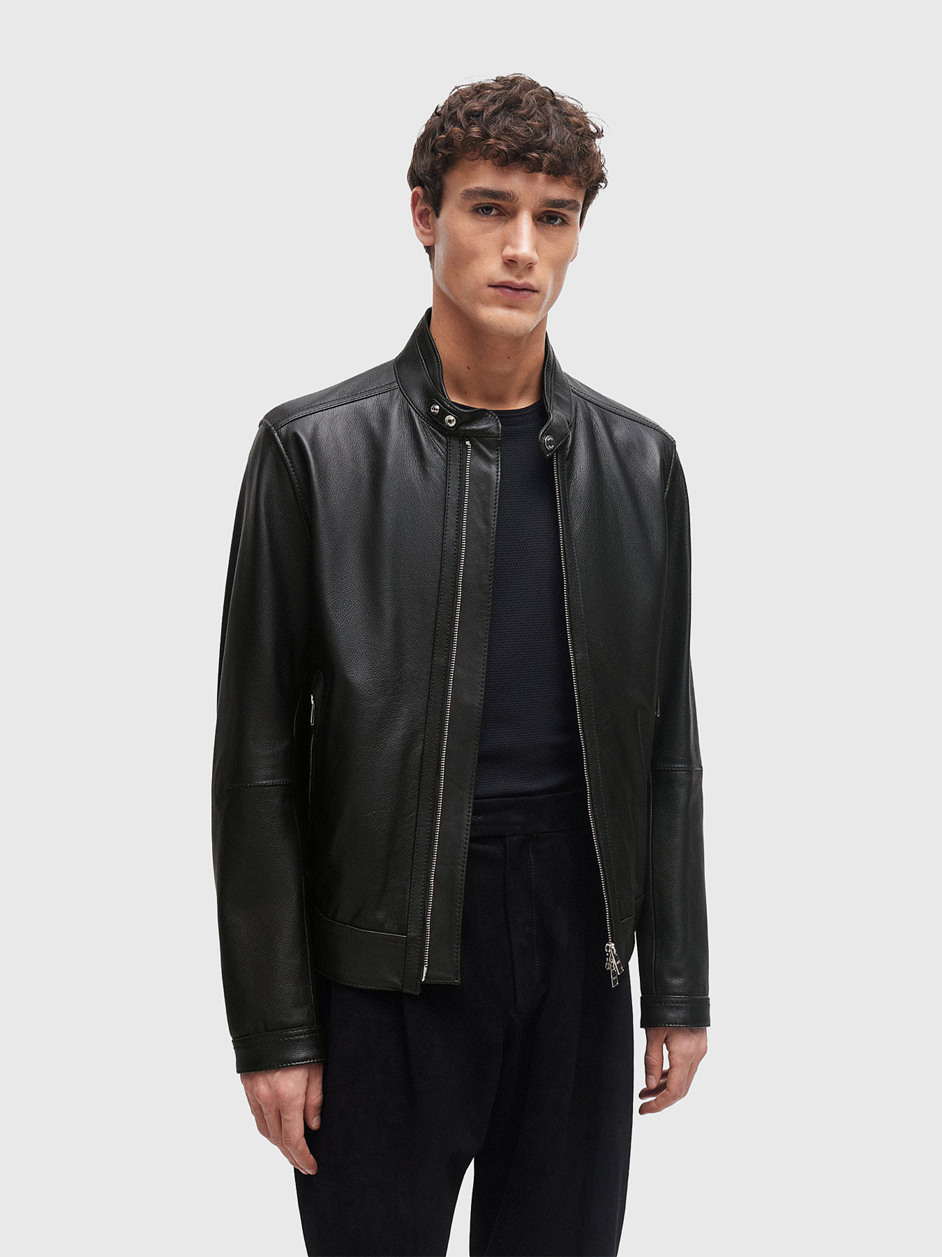 MANSELL leather jacket in black brand BOSS — Globalbrandsstore.com/en