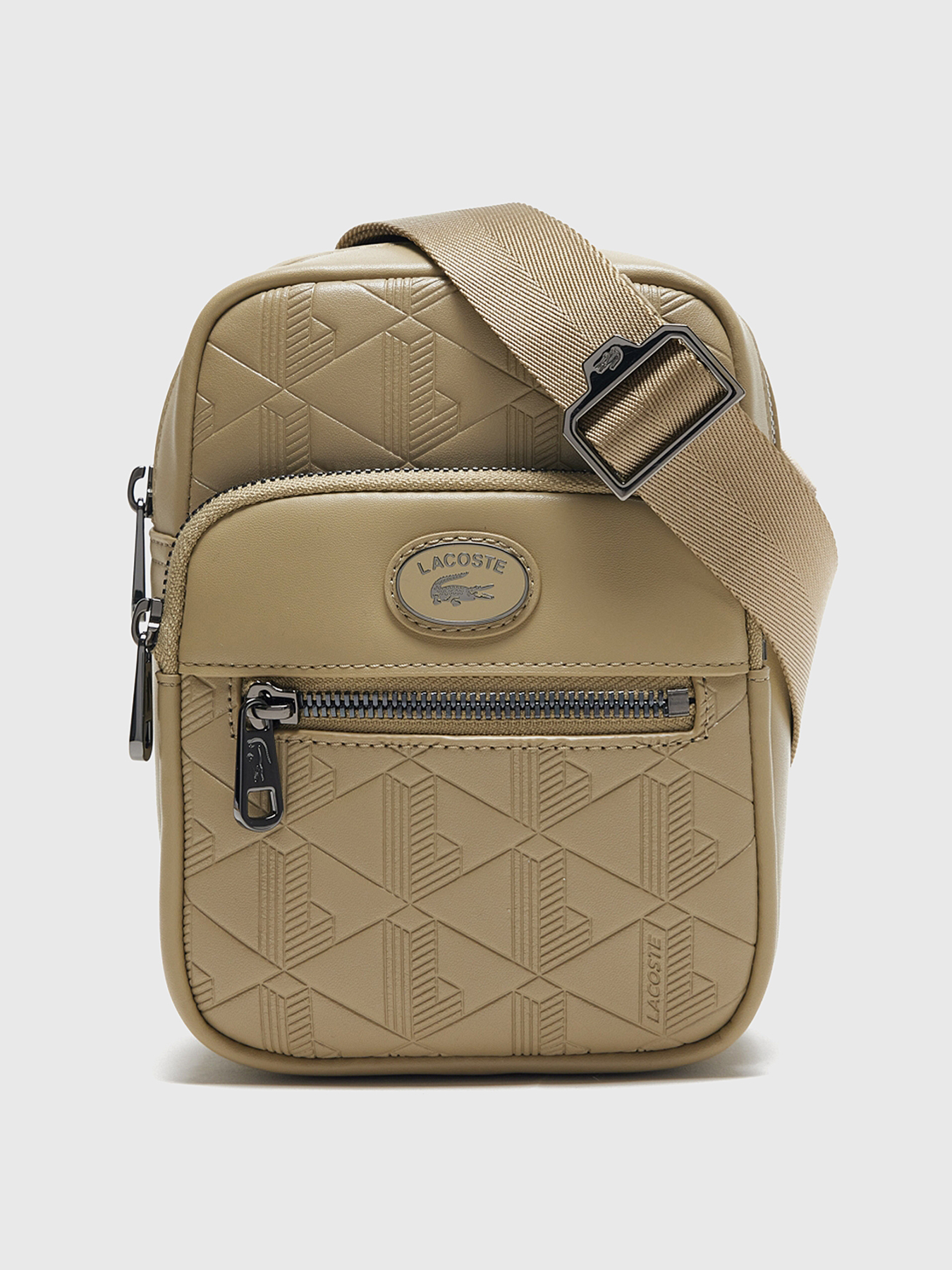 Bolsa De Hombro Lacoste Monogram Zip Mujer Beige Jacket Bolso