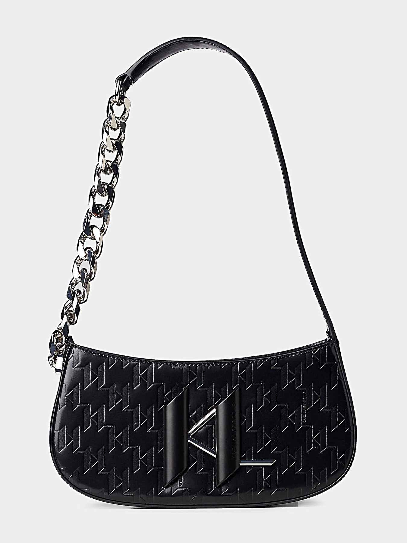 Karl Lagerfeld Shoulder Bags On Clearance - Black K/Saddle Monogram-embossed  Womens