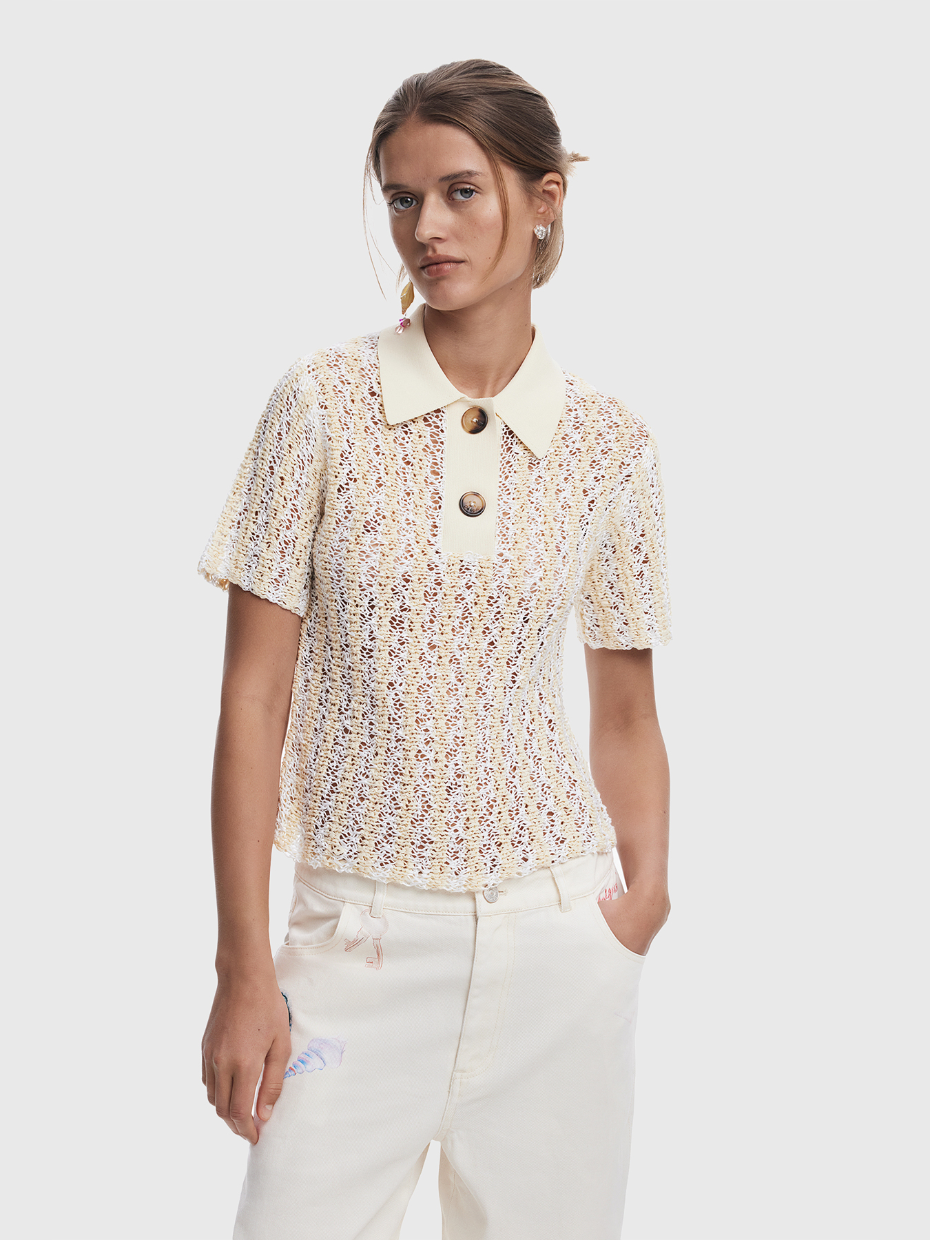 Knitted polo shirt with buttons brand DESIGUAL — Globalbrandsstore