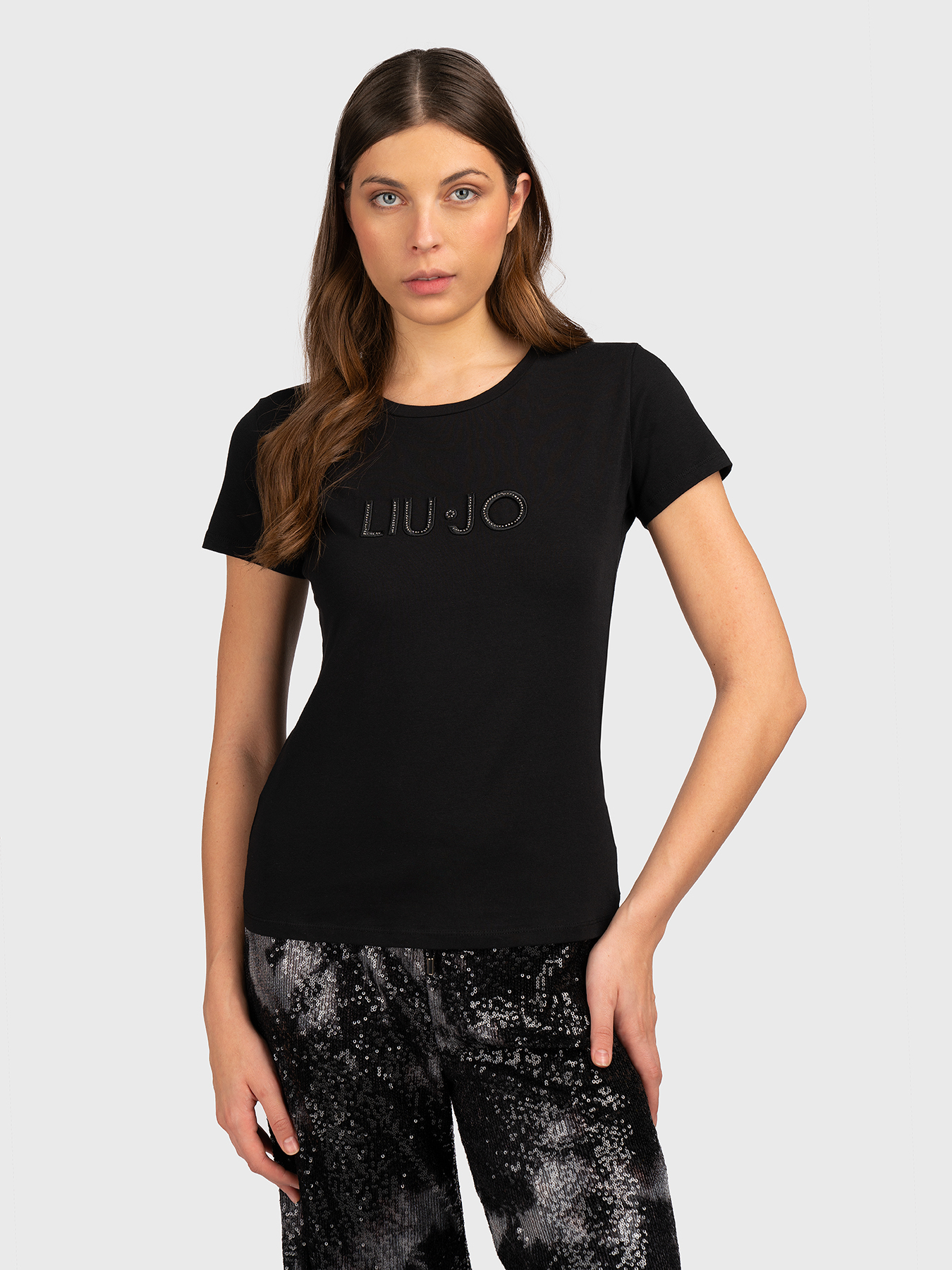T-shirt with logo and gemstones