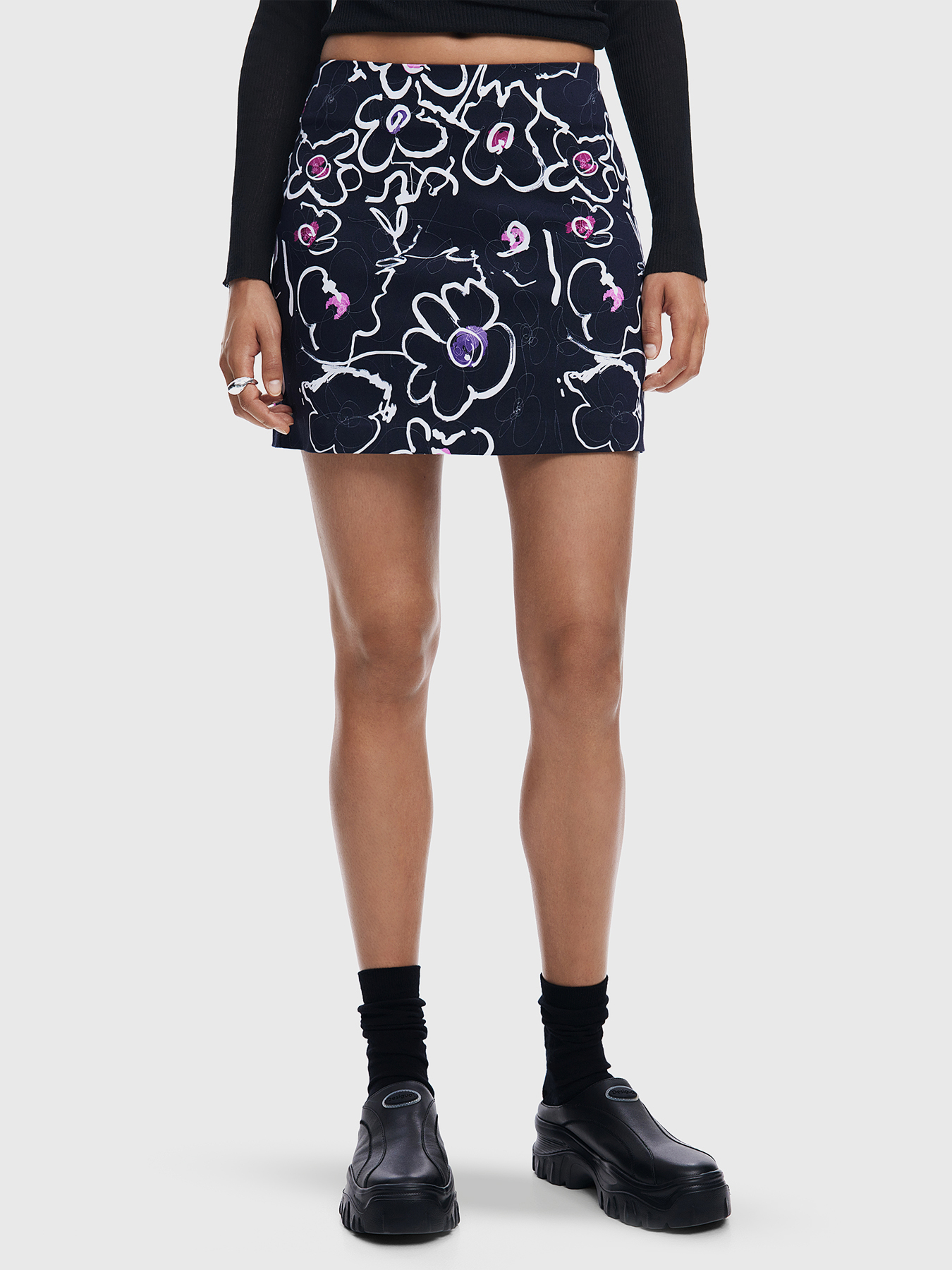 Mini skirt with floral print brand DESIGUAL