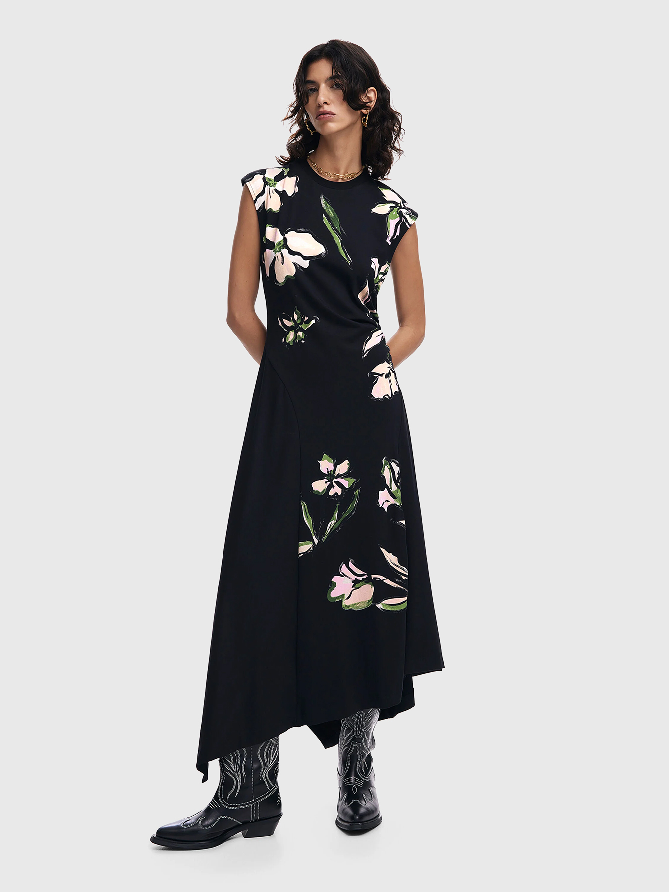 Asymmetric floral dress brand DESIGUAL —