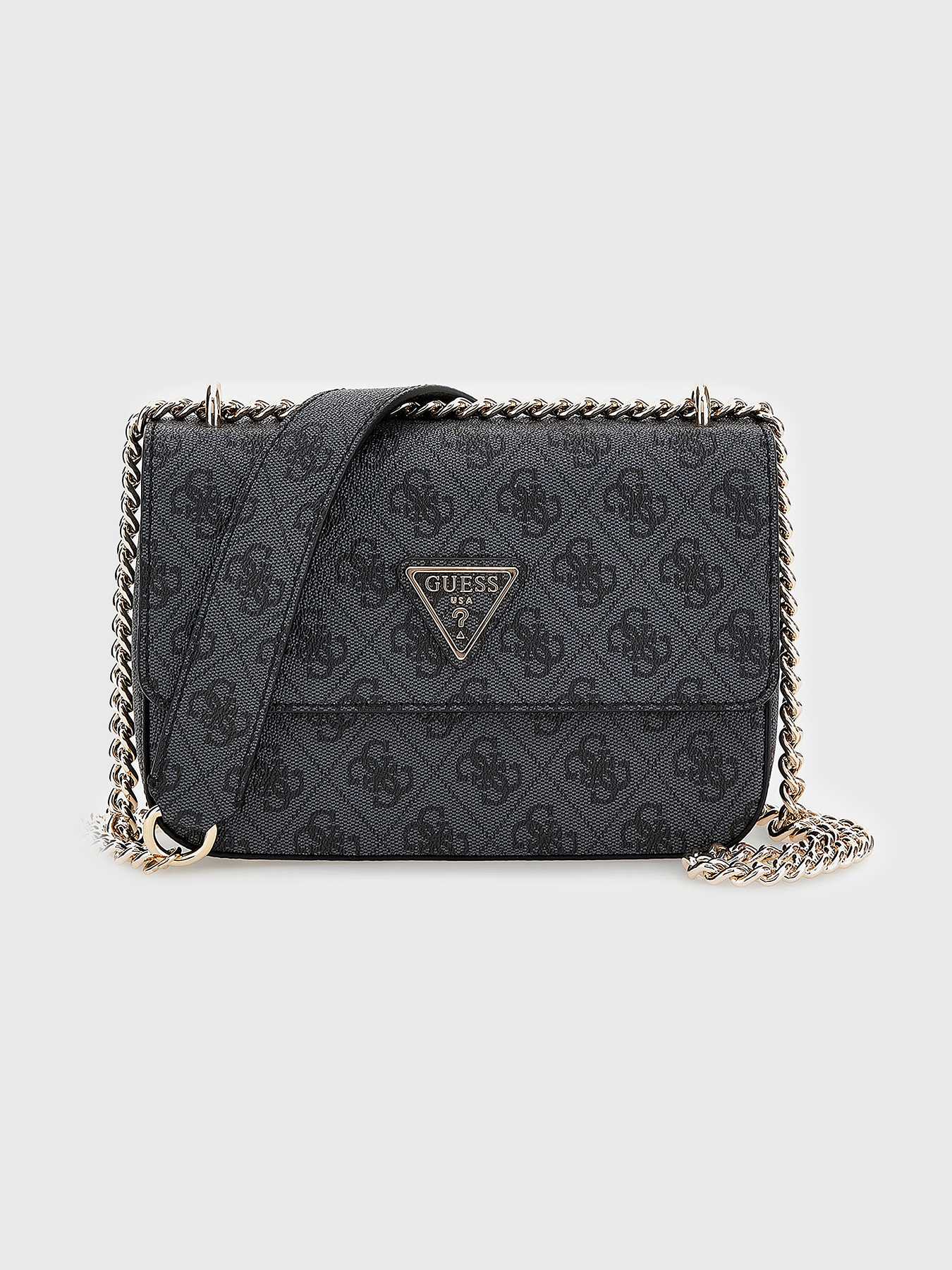 Brown crossbody bag with monogram logo motif brand GUESS