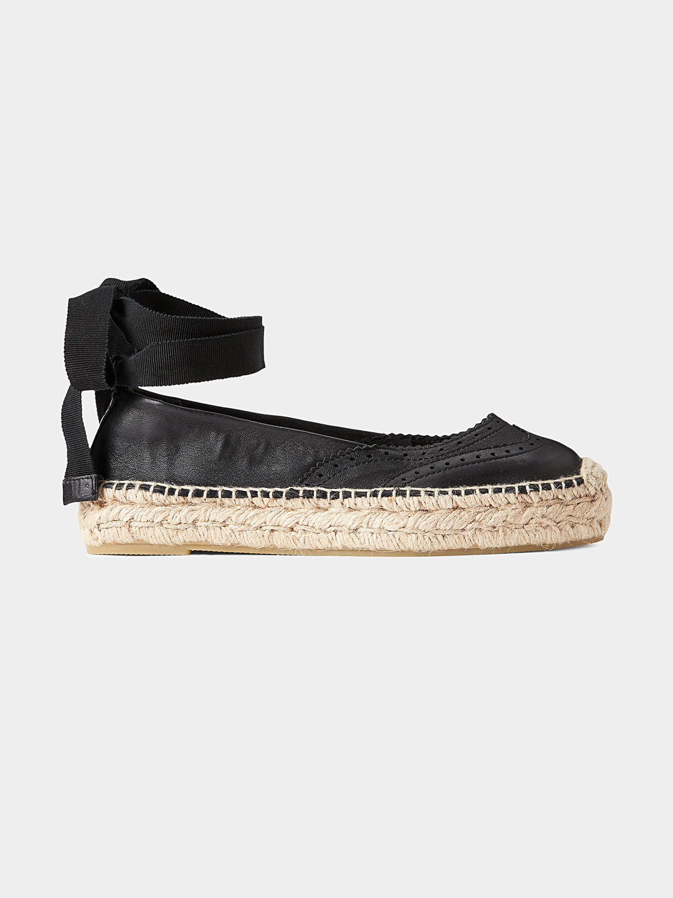 Black leather espadrilles with ankle ties brand POLO RALPH LAUREN —  /en