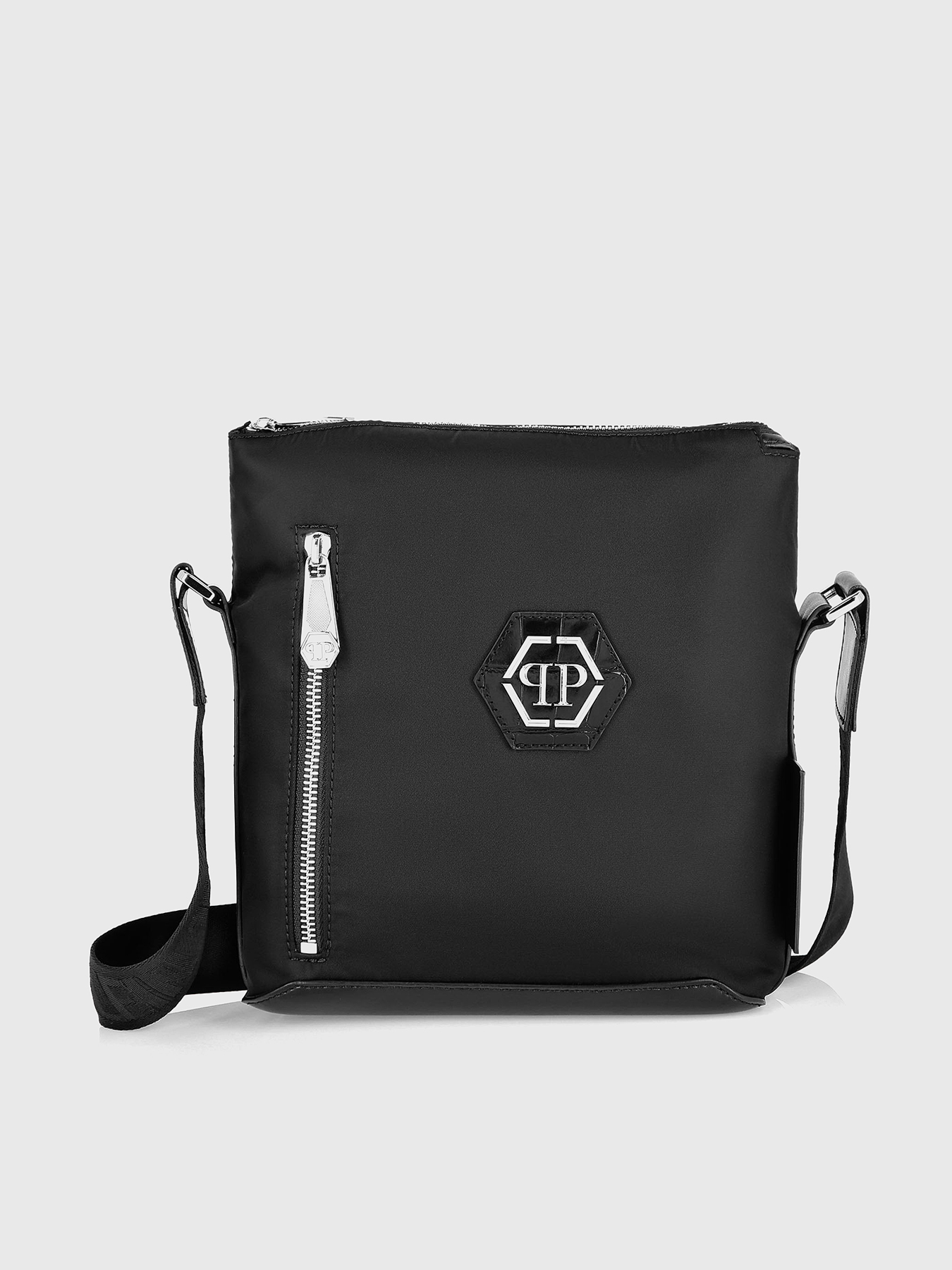 HEXAGON black crossbody bag with logo accent brand PHILIPP PLEIN
