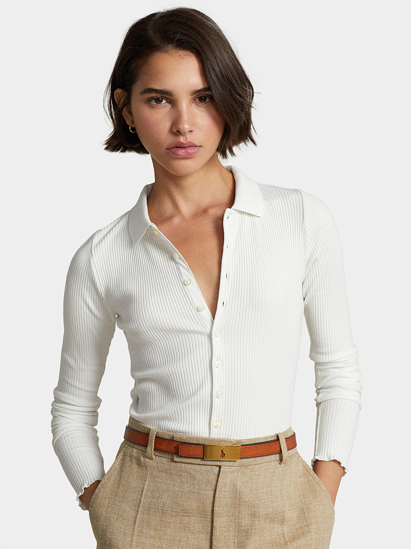 Блуза с дълъг ръкав и копчета на марката POLO RALPH LAUREN ...
