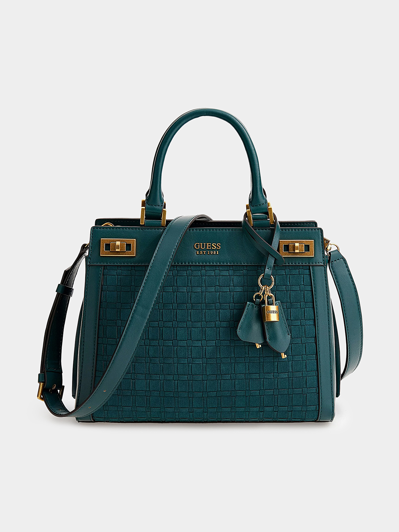 KATEY black bag with knitted texture brand GUESS