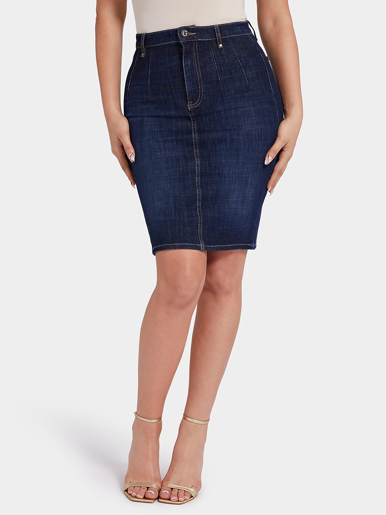 Denim skirt with slit brand GUESS — Globalbrandsstore.com/en