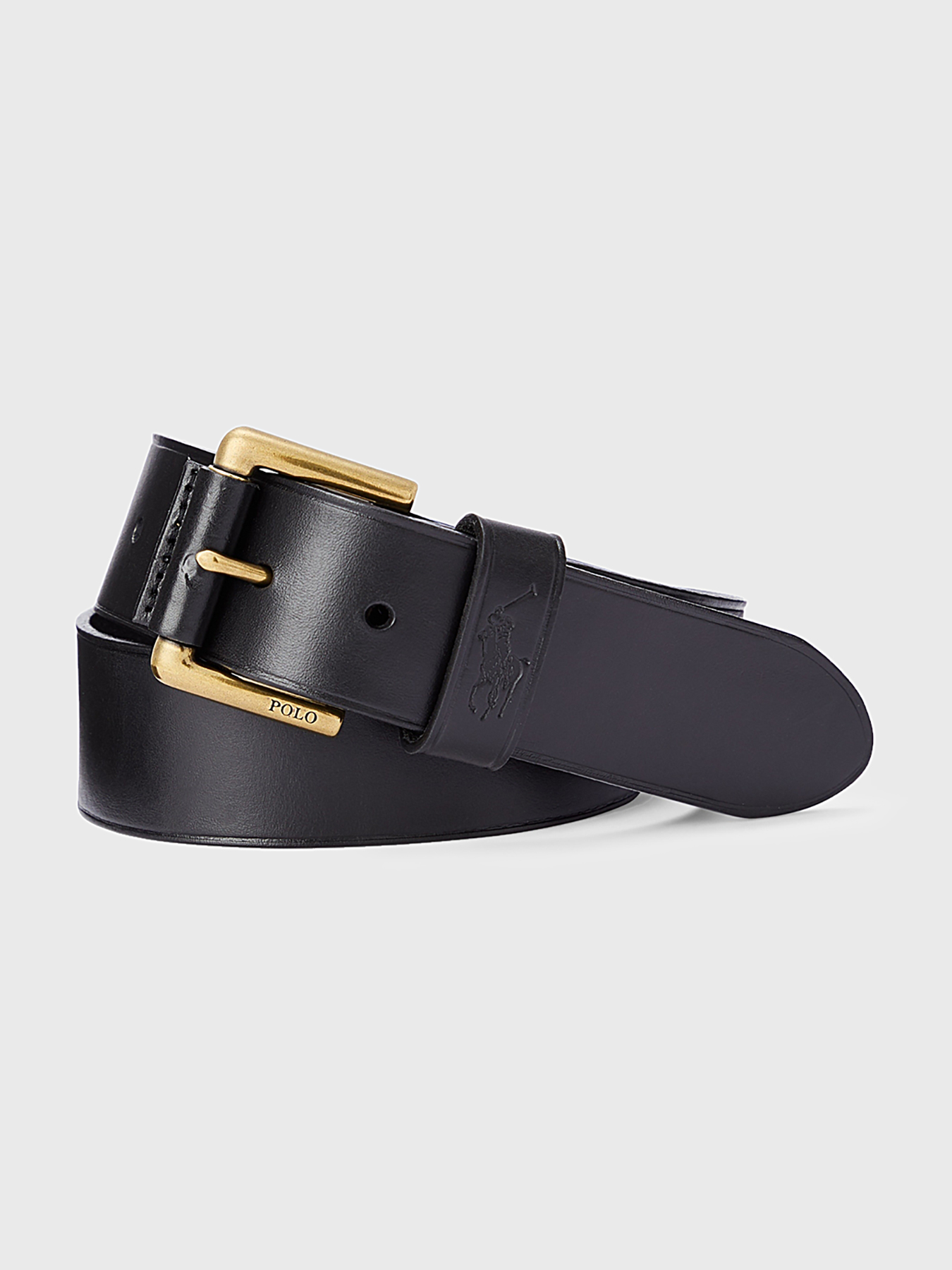 Black belt with gold-colored buckle brand POLO RALPH LAUREN  display picture 1