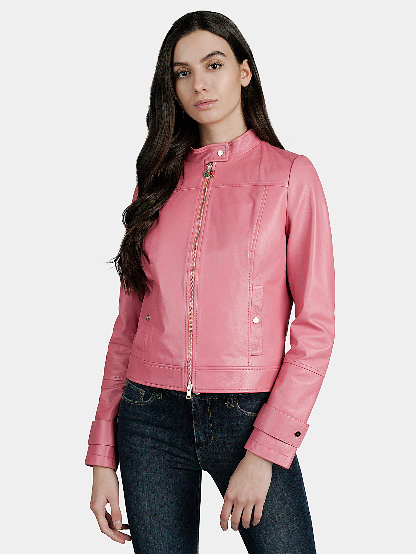 Leather jacket in pink color brand LIU JO — Globalbrandsstore.com/en