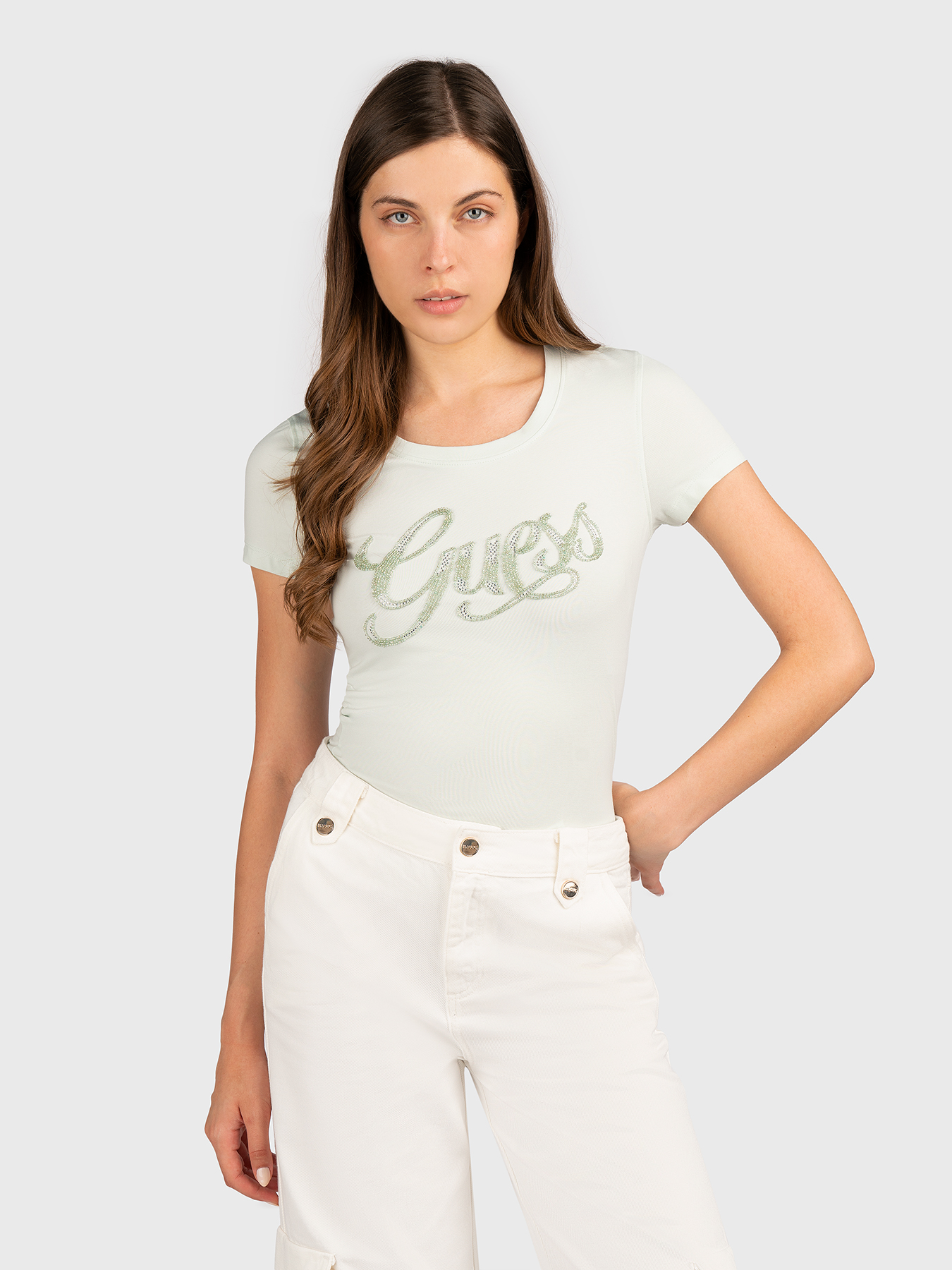 T-shirt with beads brand GUESS — Globalbrandsstore.com/en