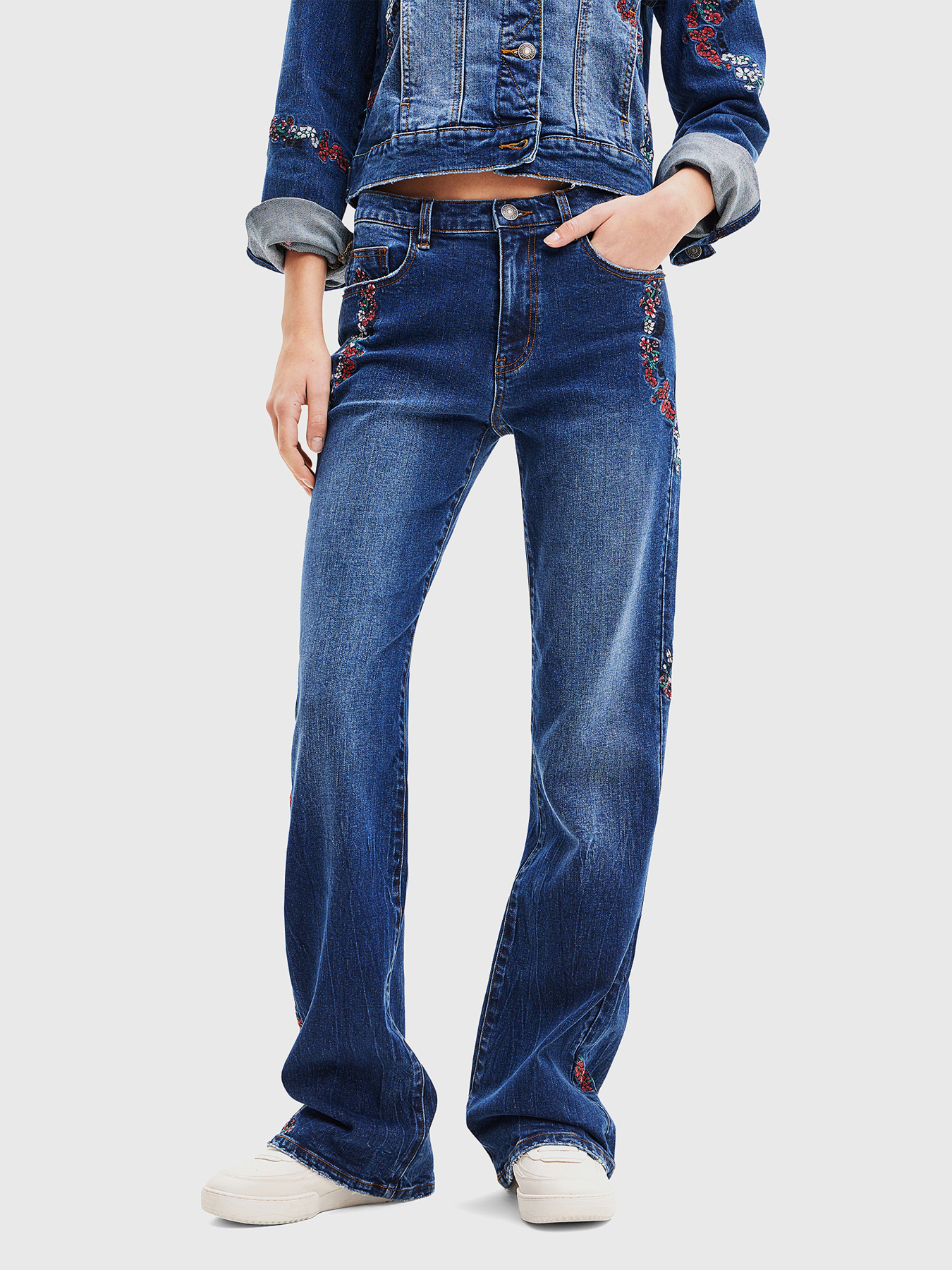 Flare embroidered jeans brand DESIGUAL Globalbrandsstore en