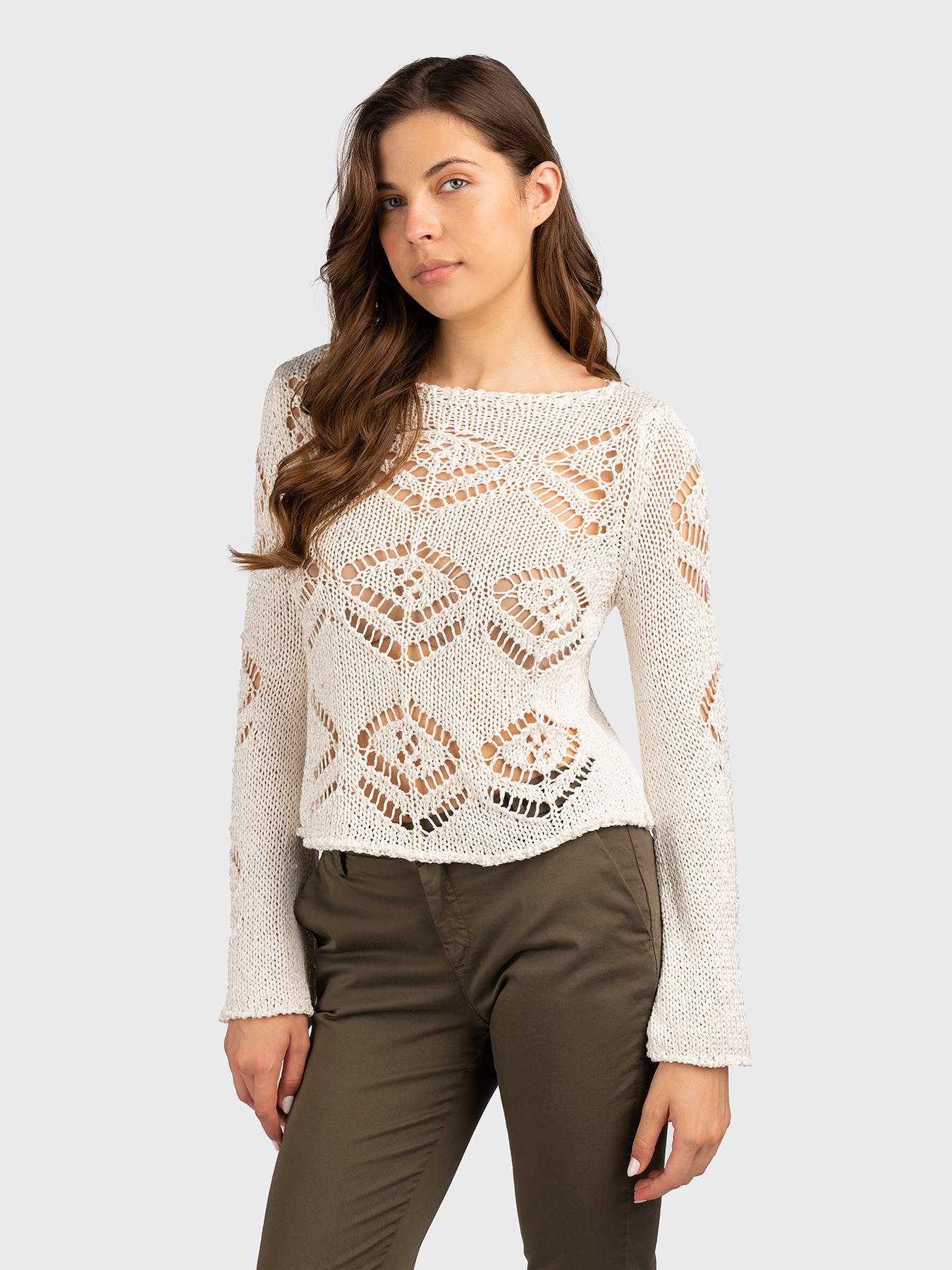 Crochet sweater in ecru brand LIU JO — Globalbrandsstore.com/en