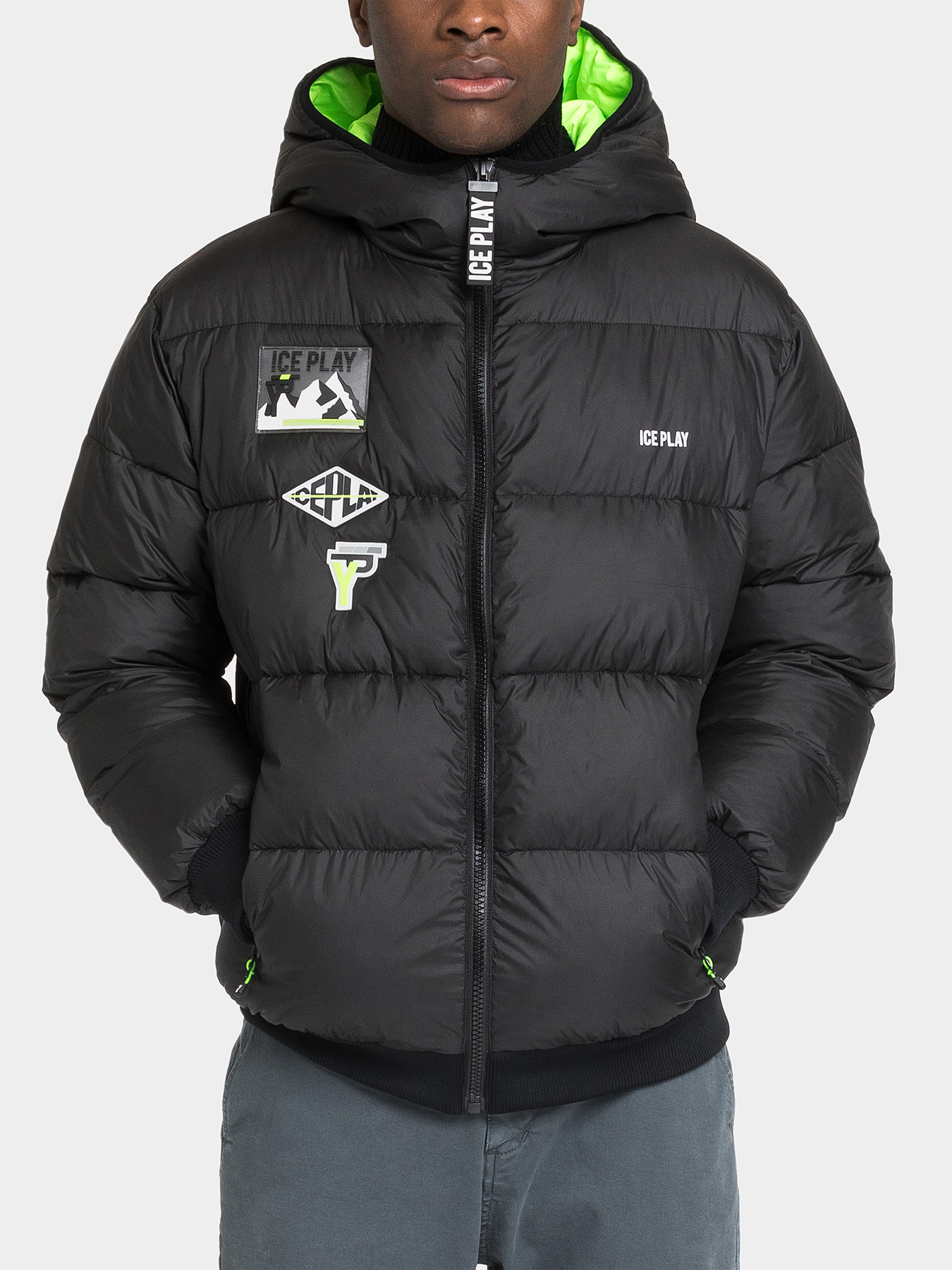 Padded jacket with applique brand Ice Play
