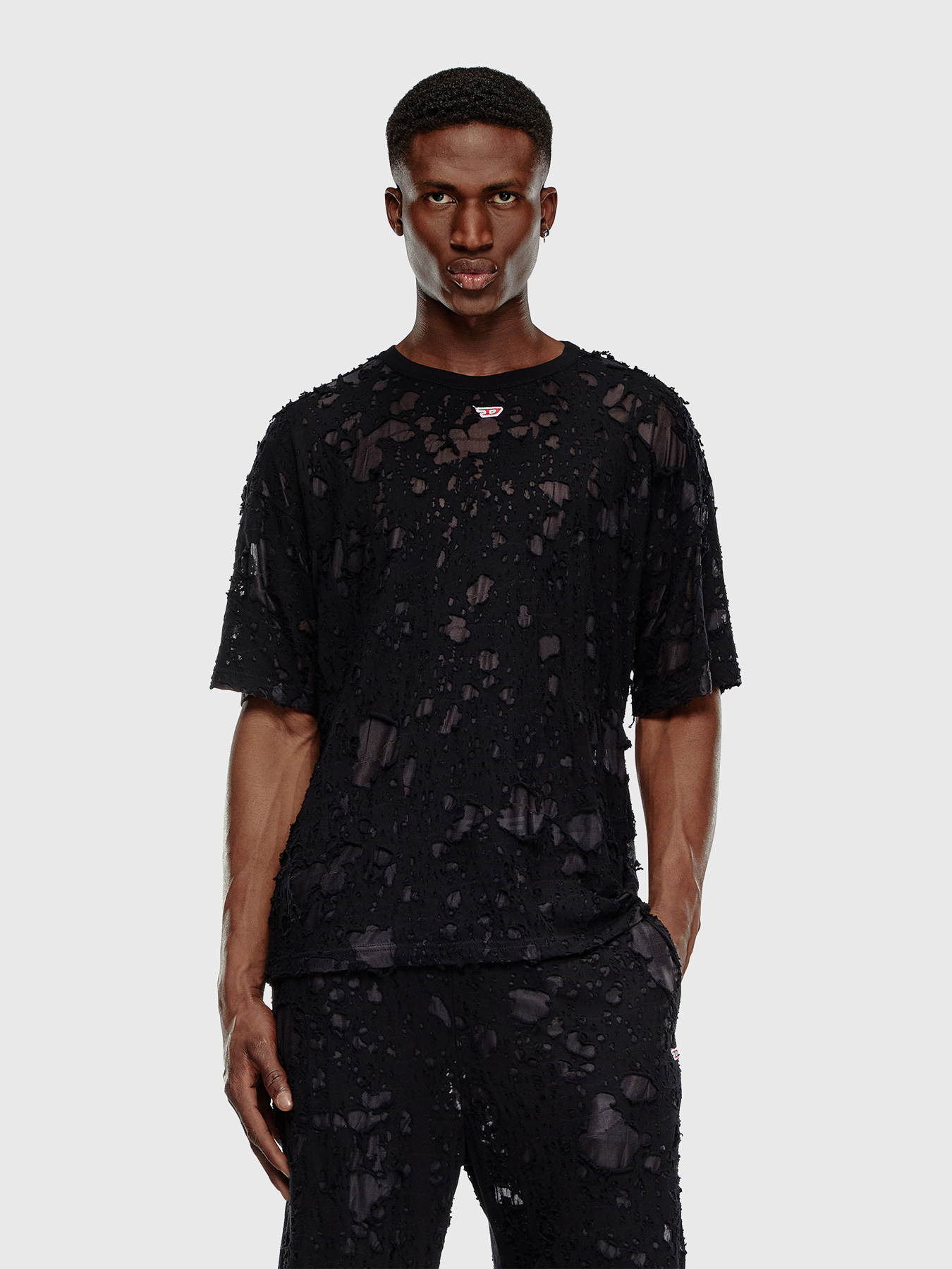T-BOXT-Q3 T-shirt with shredded details brand DIESEL