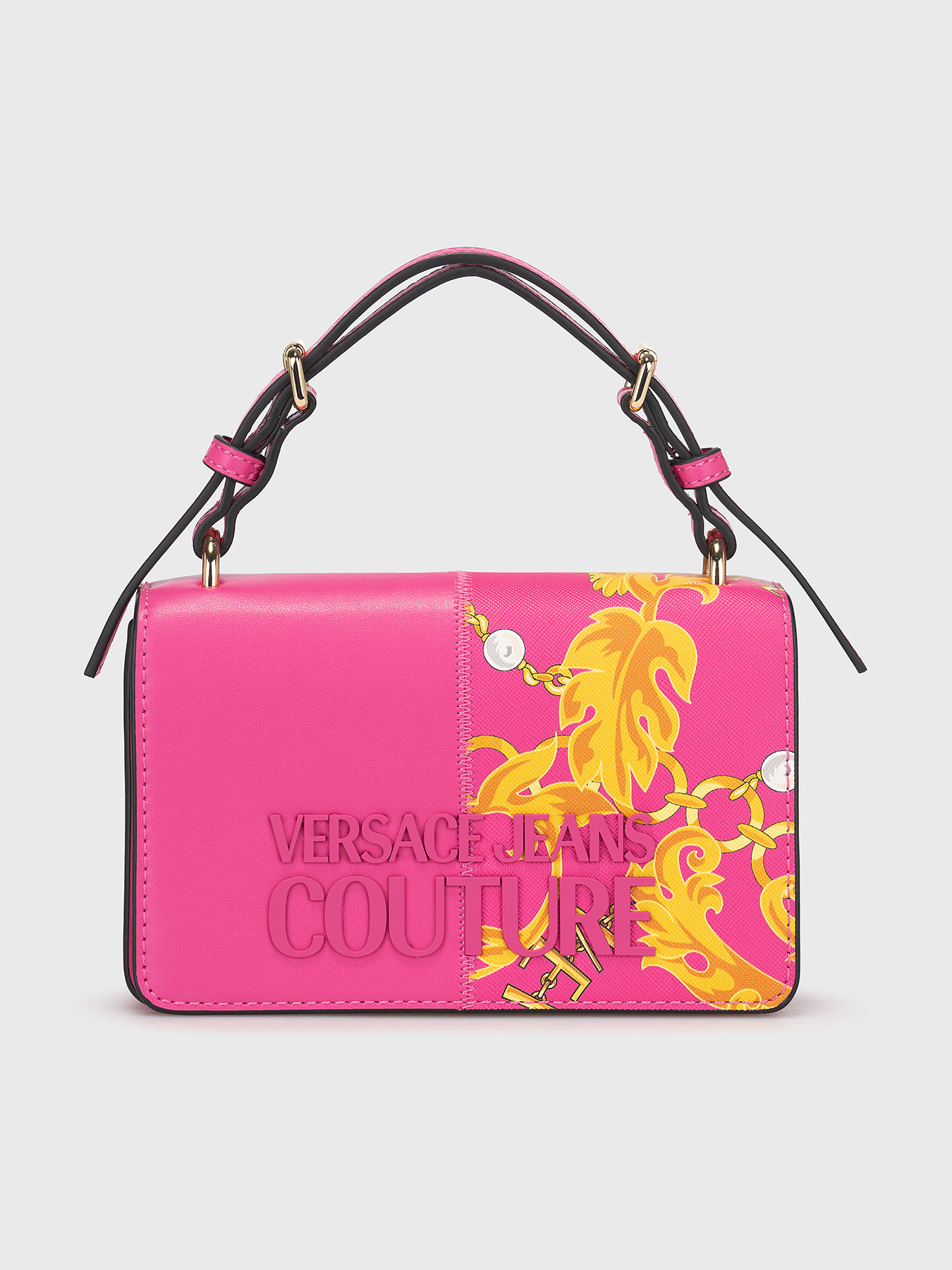 【SALE】VERSACE ハンドバッグ Couture 01 柄入り 2Way 新品同様】VERSACEヴェルサーチ ヴィルトゥス 2wayバッグ バイカラー