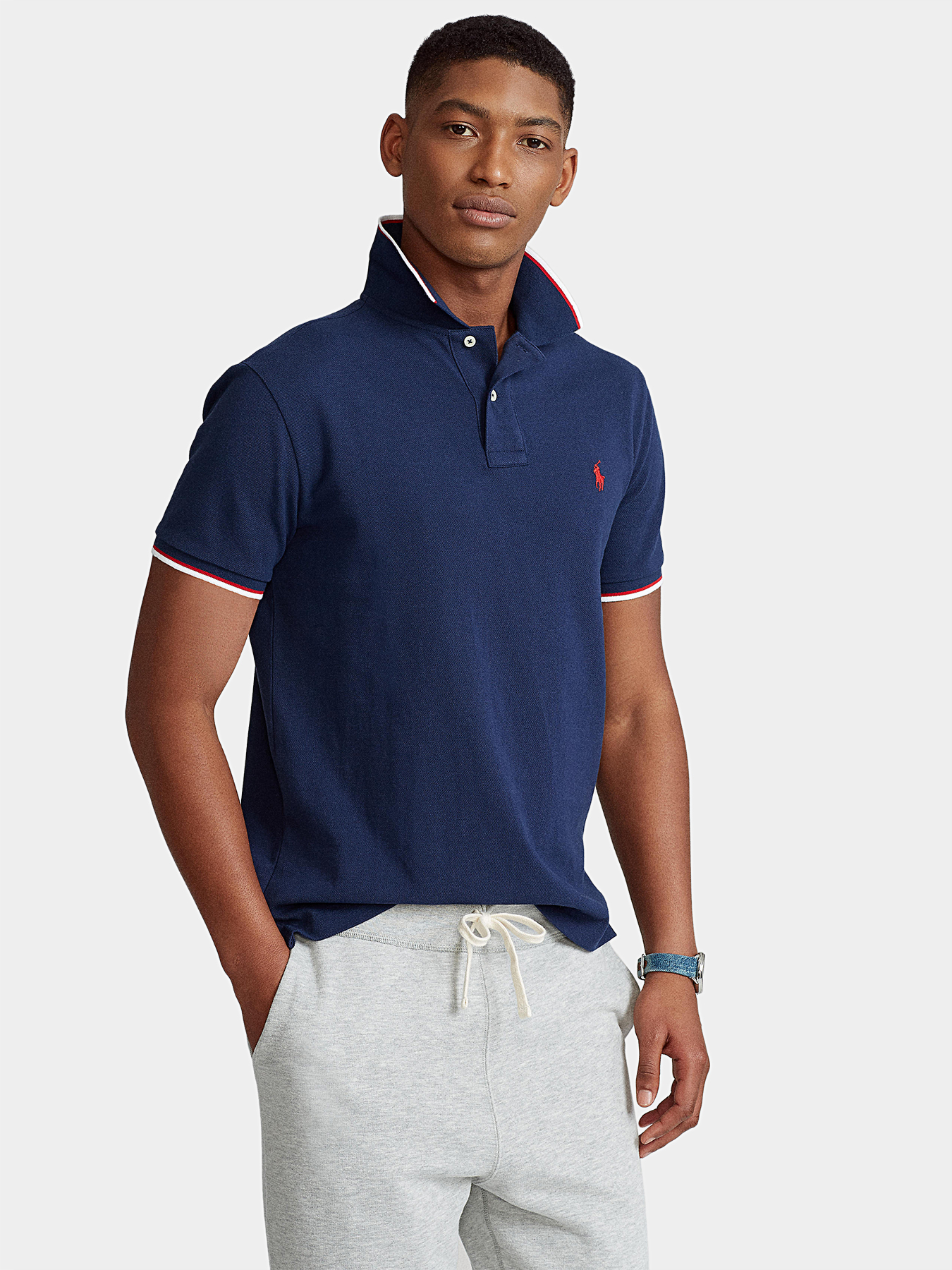 Cotton polo-shirt with logo embroidery brand POLO RALPH
