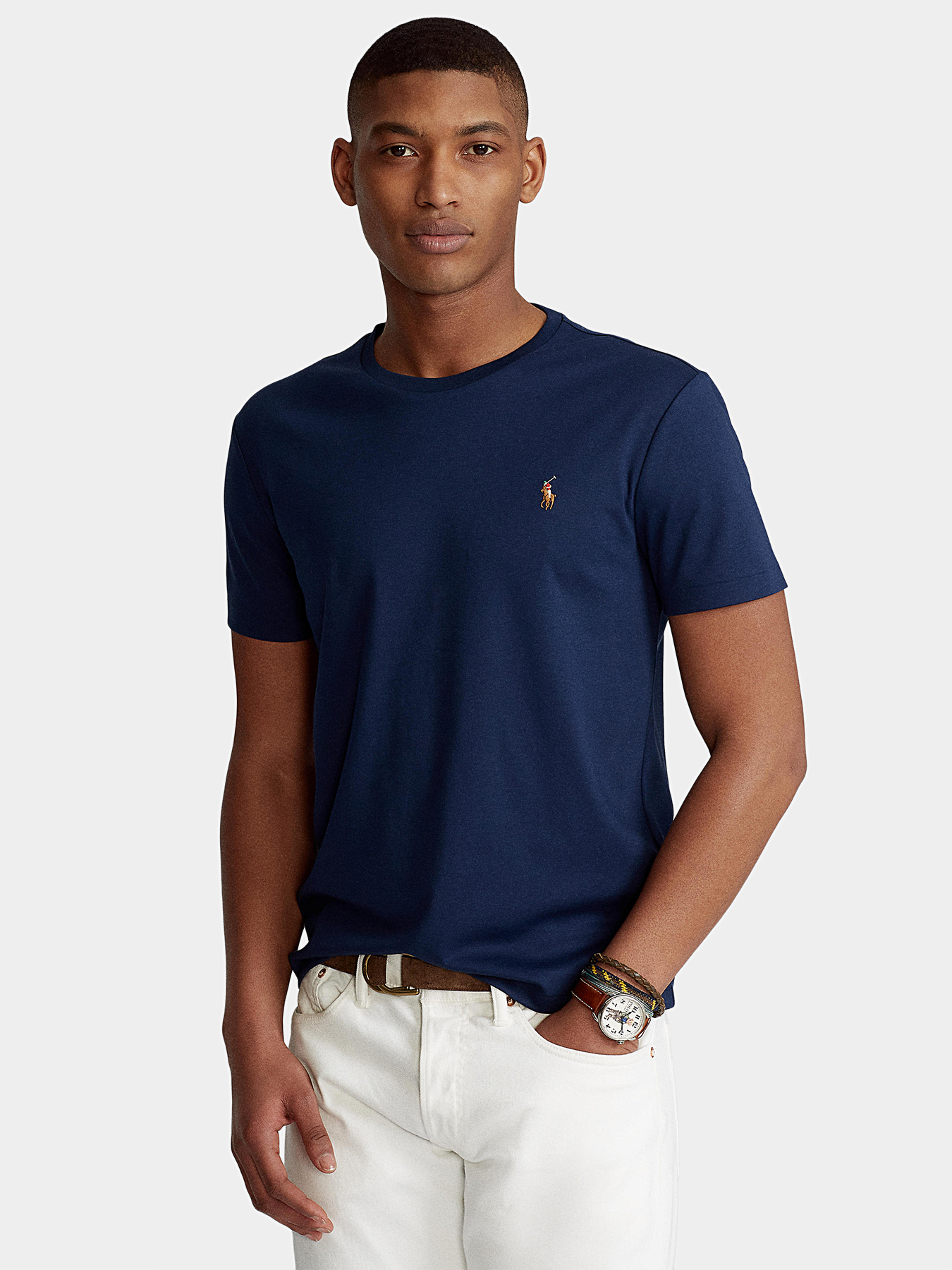 Tシャツ・カットソー POLO RALPH LAUREN Men T Shirts 710775885037CO Blue Polo Ralph Lauren T-Shirt Medium 100117077 Blue Crew Neck