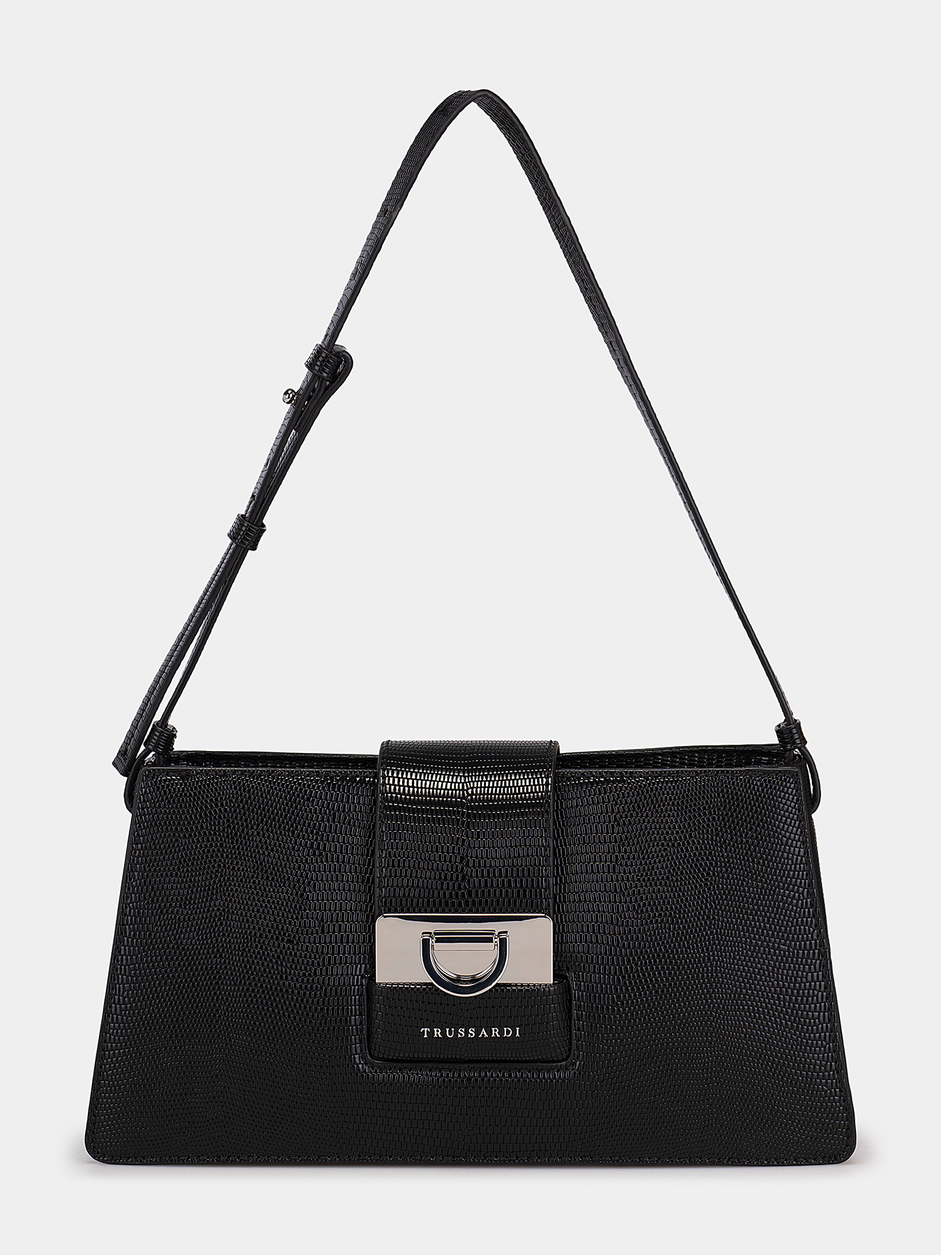 ショルダーバッグ Rare Trussardi Shoulder Bag T Logo Black Trussardi Leather messenger bag - Black - Men|1CB3494299