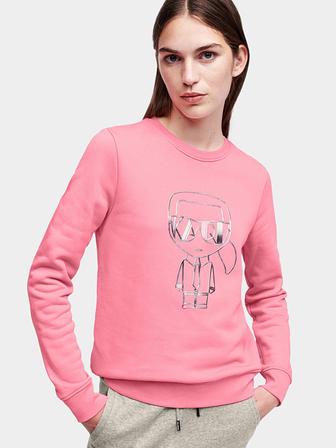 Pink sweatshirt with 3D logo print brand Karl Lagerfeld —  Globalbrandsstore.com/en