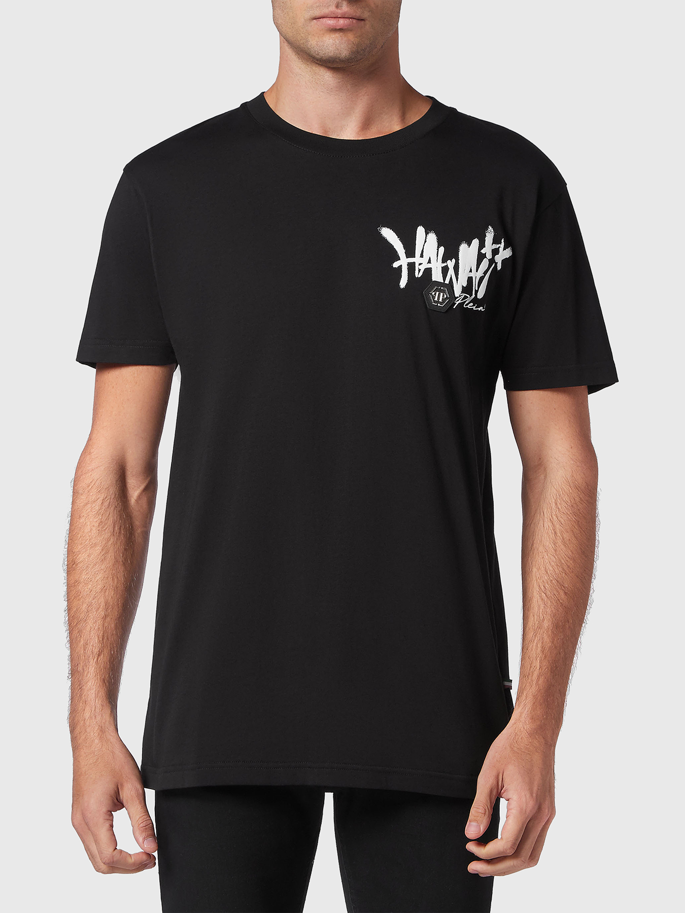 HAWAII black cotton T-shirt with print brand PHILIPP PLEIN