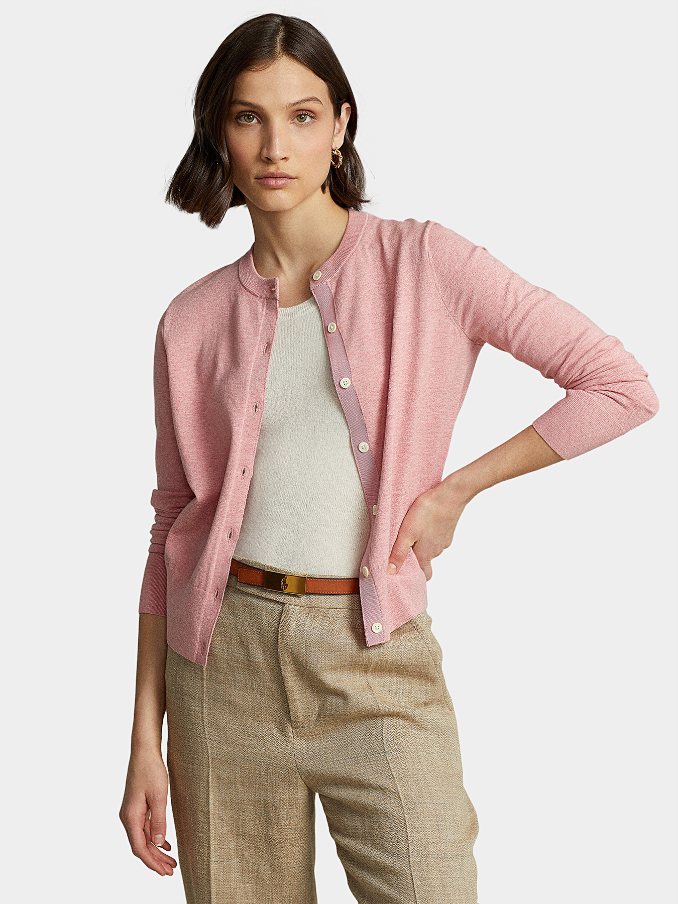 Cardigan in pale pink brand POLO RALPH LAUREN — Globalbrandsstore