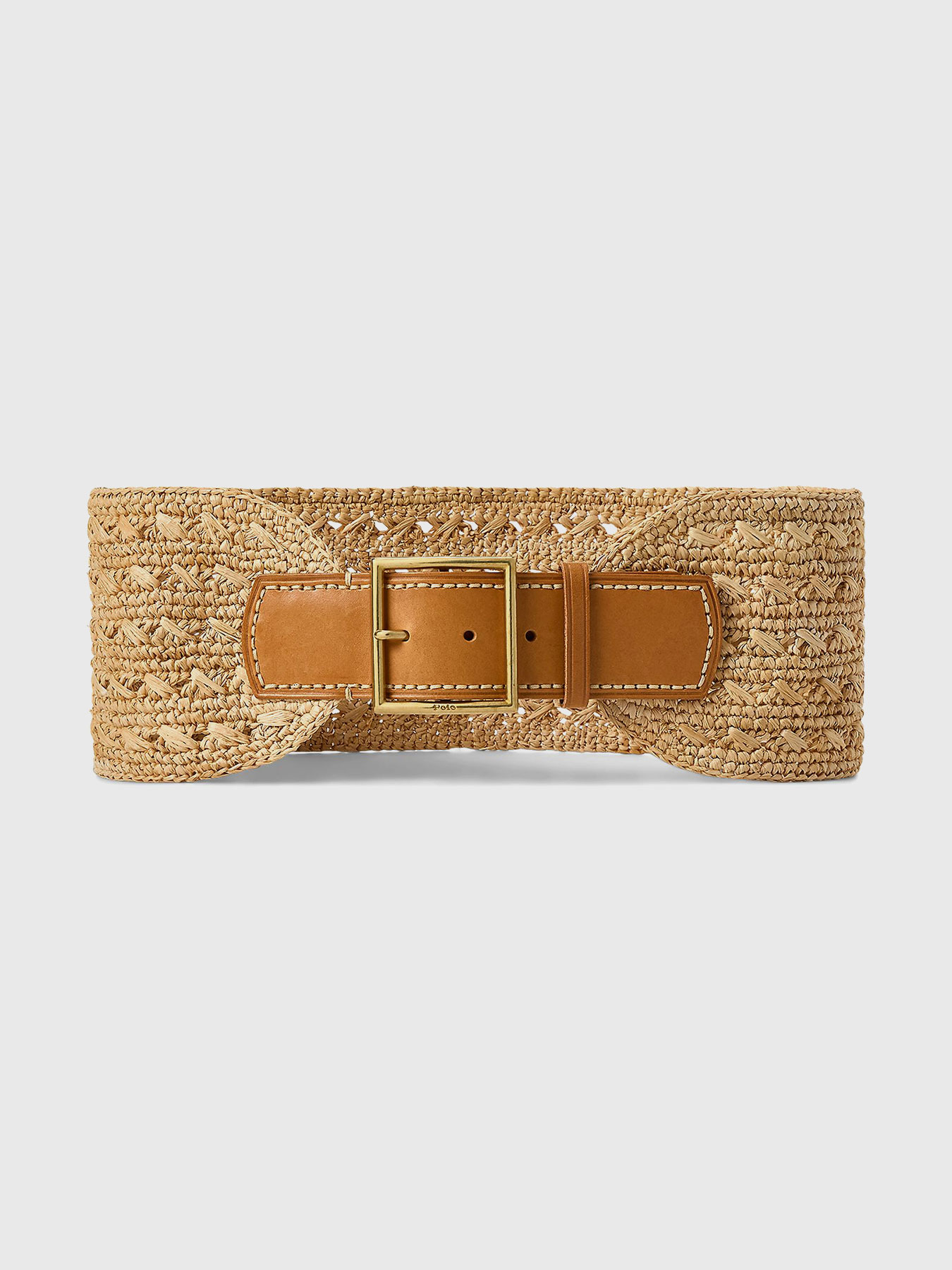 NWT Polo Ralph Lauren Raffia Reversible Belt - M ? Ralph Lauren Textured Raffia And Leather Double-buckle Wide  main image 2