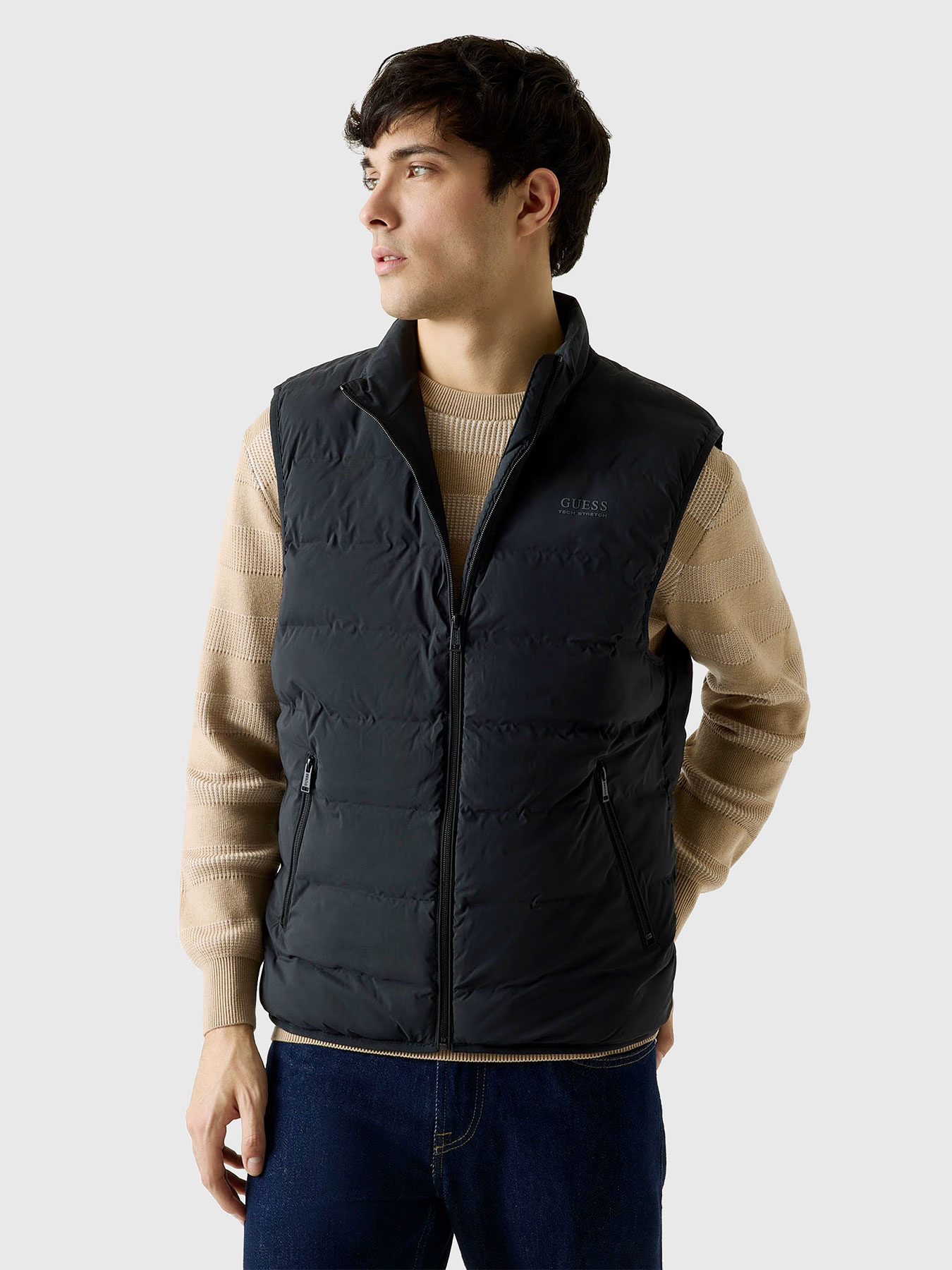 Quilted zip up vest brand GUESS — Globalbrandsstore.com/en
