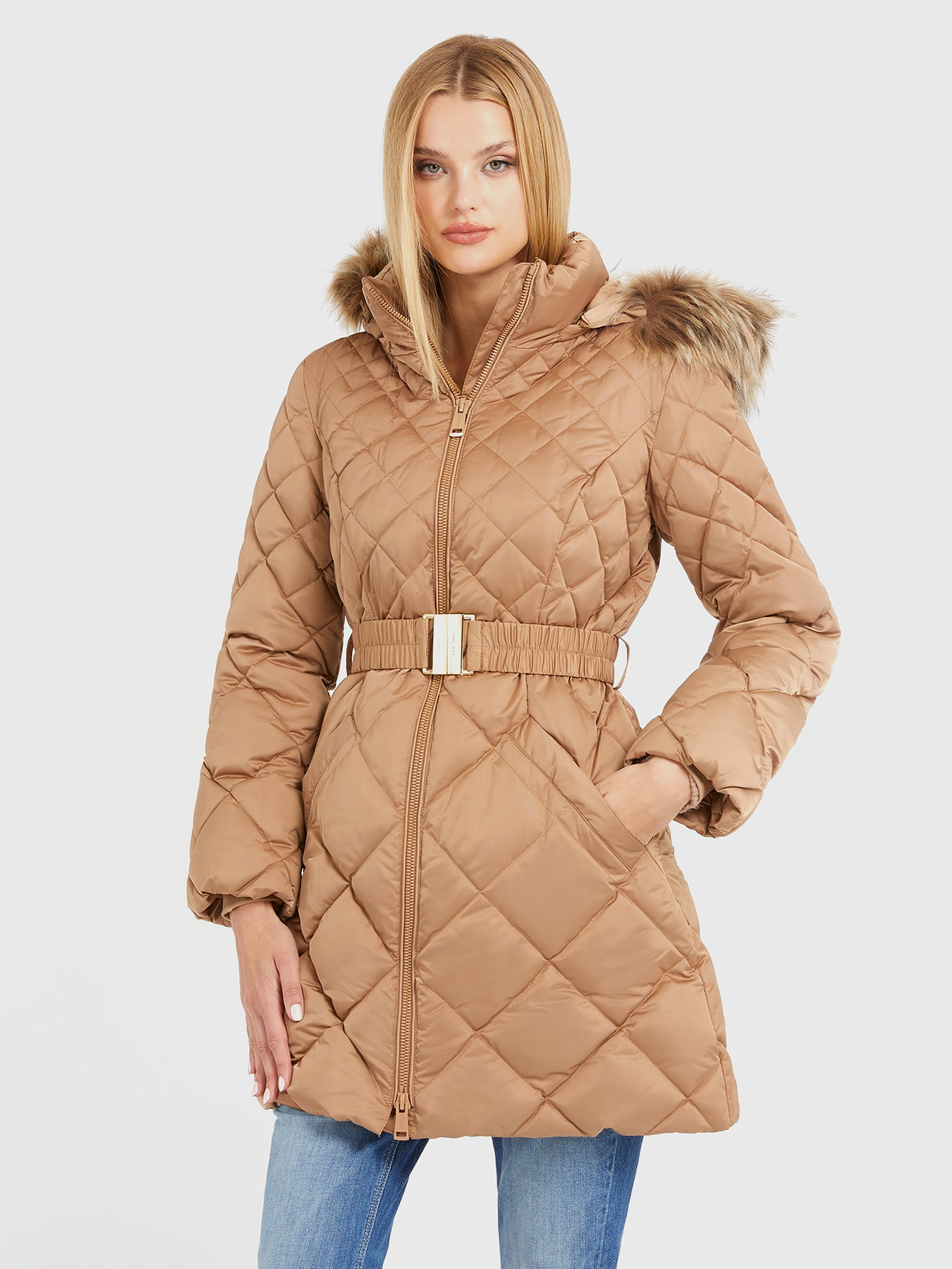 OLGA black down jacket brand GUESS — Globalbrandsstore.com/en