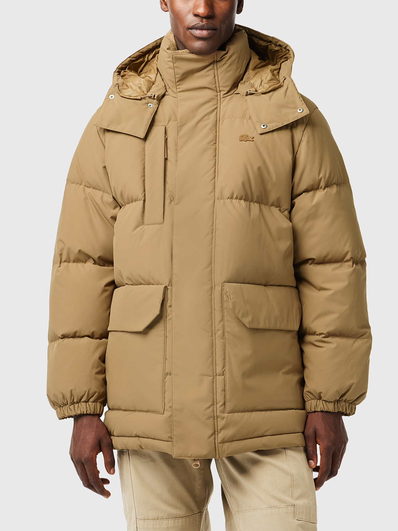 Removable hood puffer jacket brand LACOSTE — Globalbrandsstore.com/en