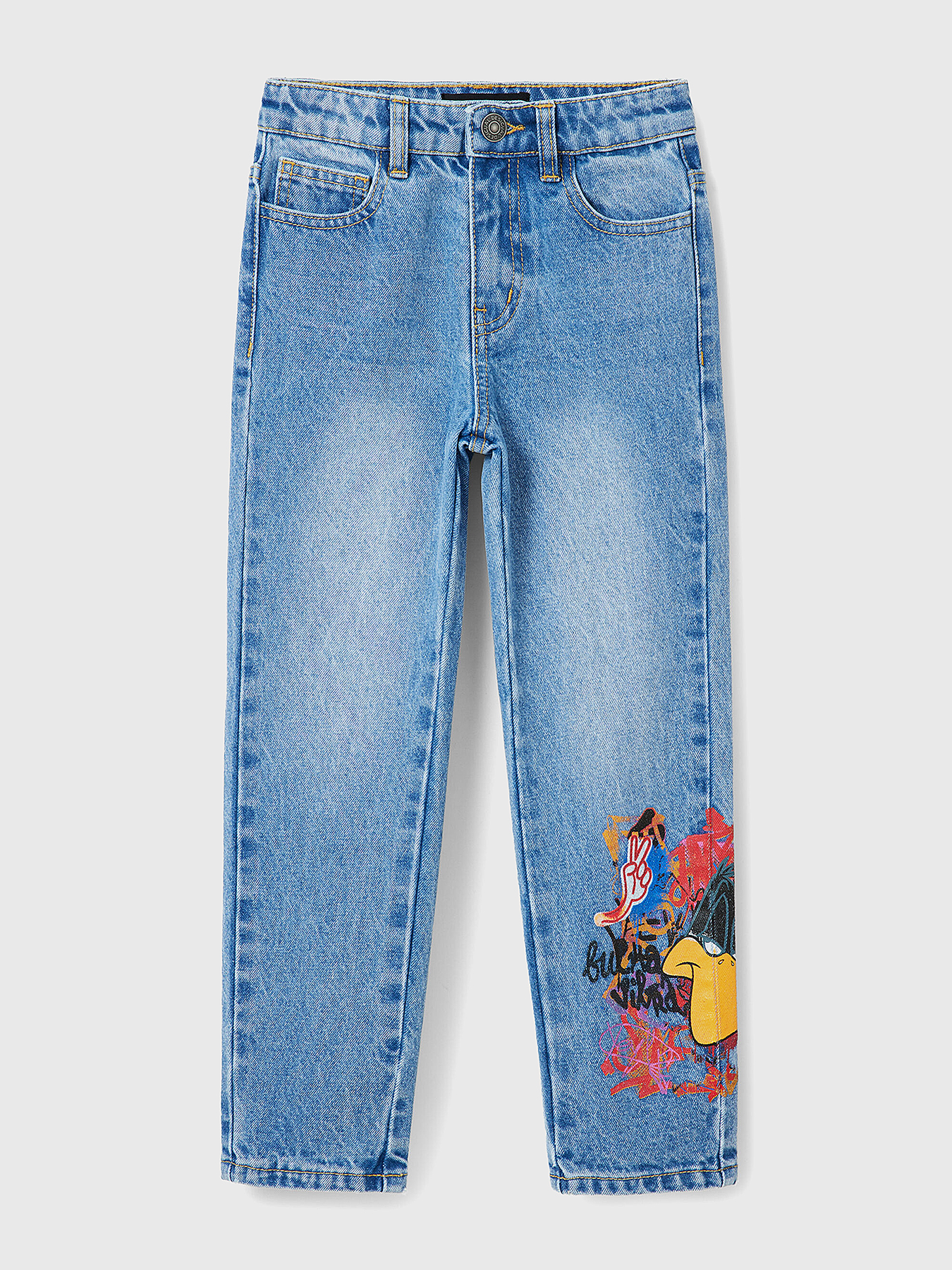 ALF jeans with cartoon character print brand DESIGUAL