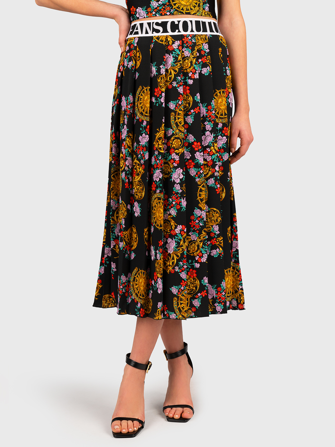 スカート VERSACE JEANS COUTURE Woman Skirt Multicolor 77HAE8P1NS545 Skirt with floral print brand VERSACE JEANS COUTURE