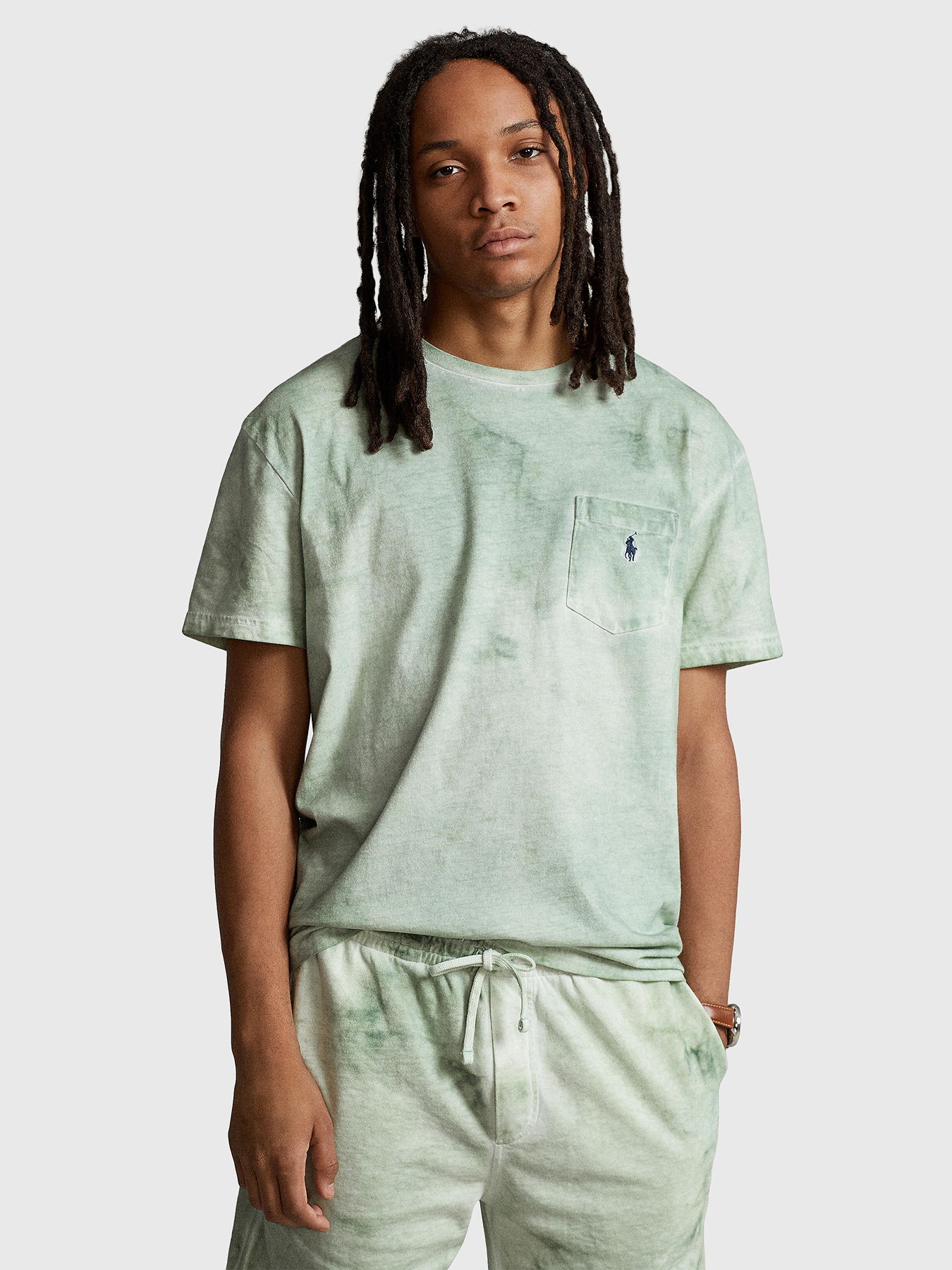 90s Polo Ralph lauren ポケ付 ロンT 杢 モス オリーブ